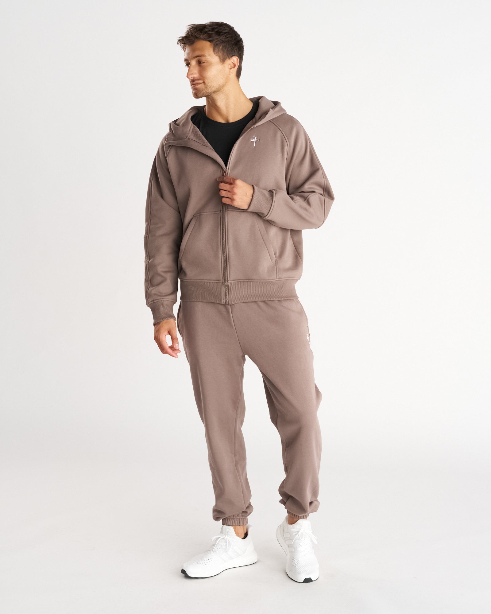 Signature Fleece Full Zip Hoodie - Deep Taupe