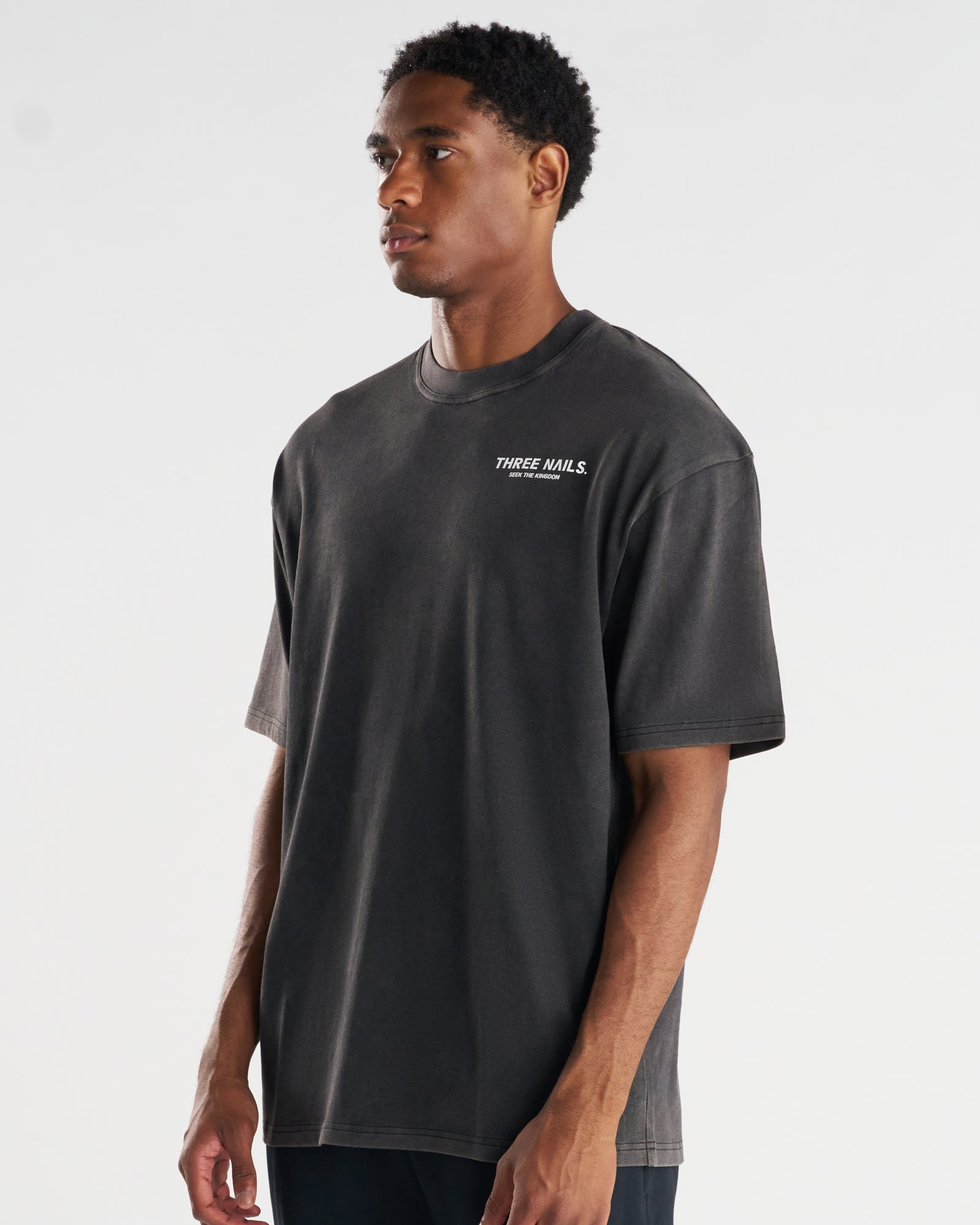 Heavyweight Cotton Oversized Tee "STK" - Acid Wash