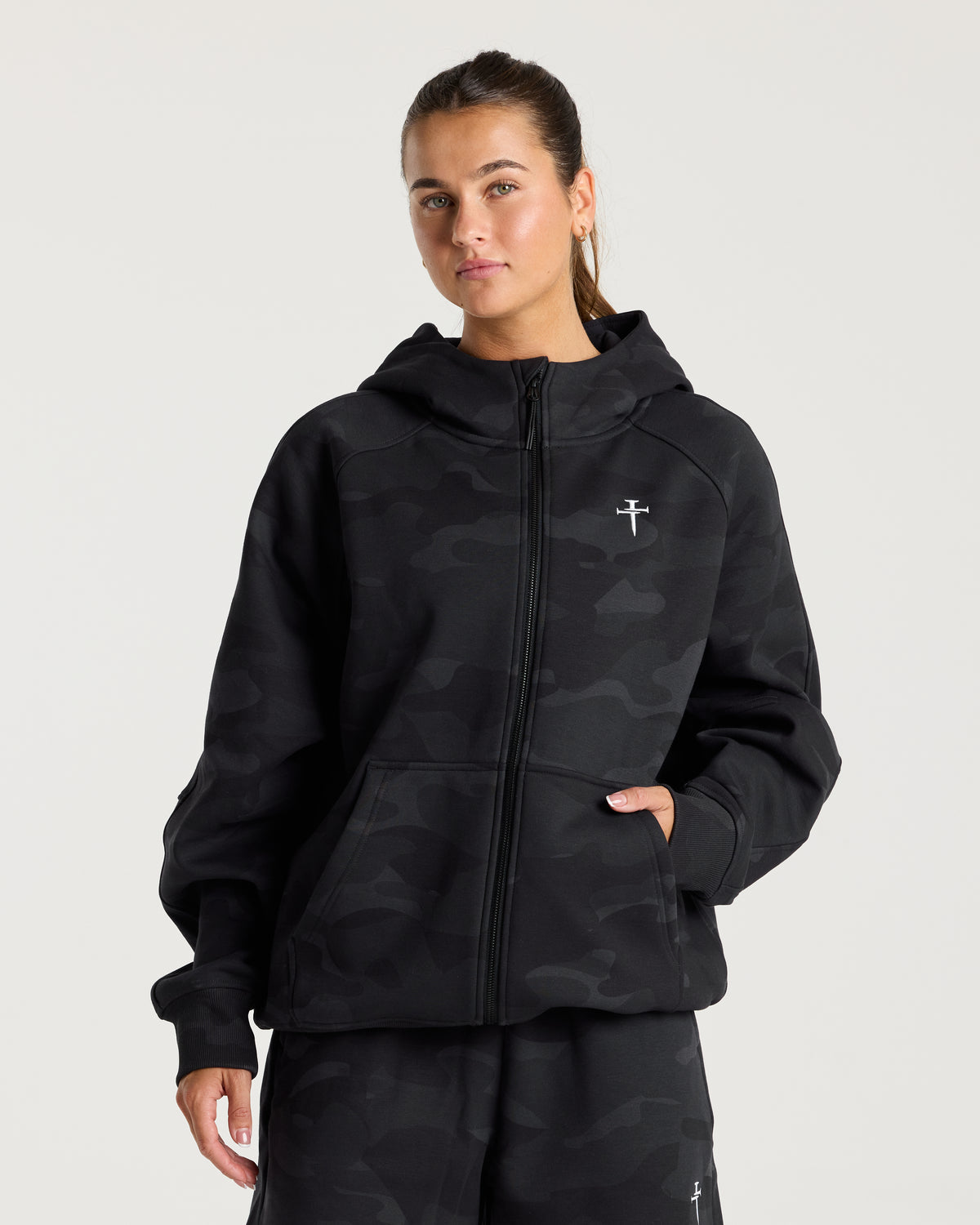 Signature Fleece Full Zip Hoodie - Black Camo