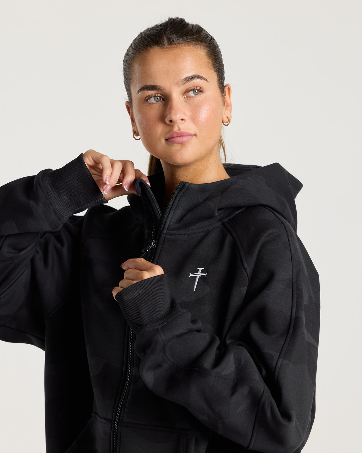 Signature Fleece Full Zip Hoodie - Black Camo