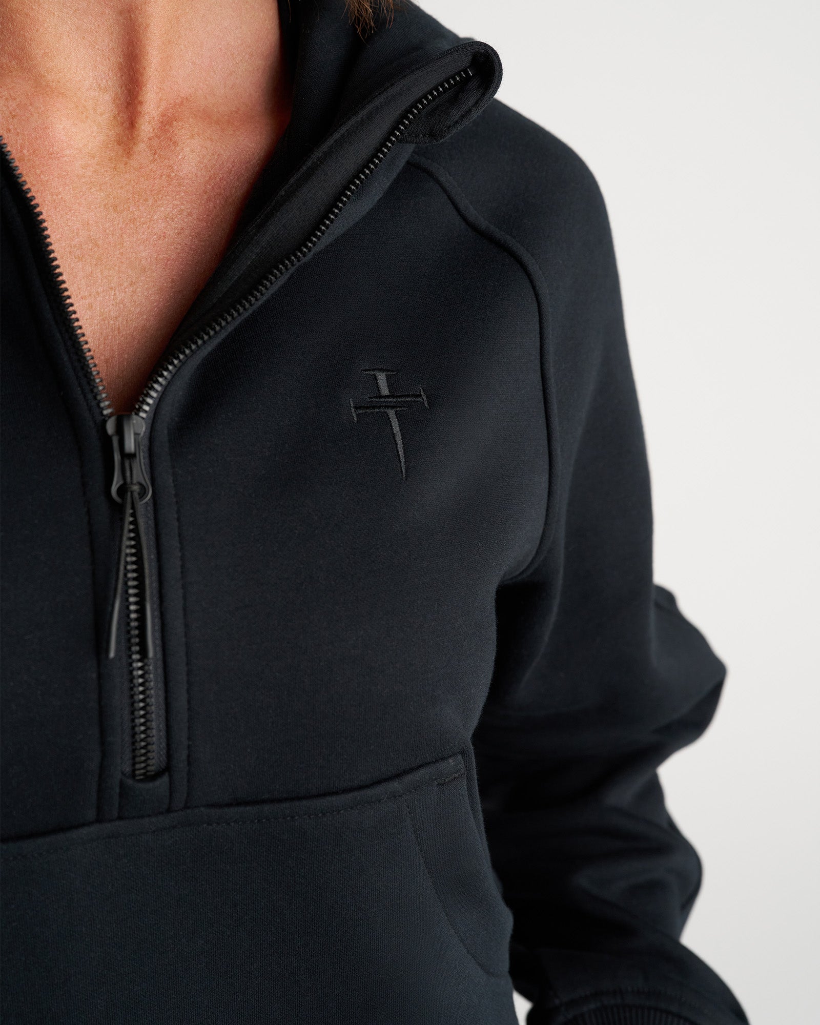 Nova Half Zip Hoodie "Cross" - Black
