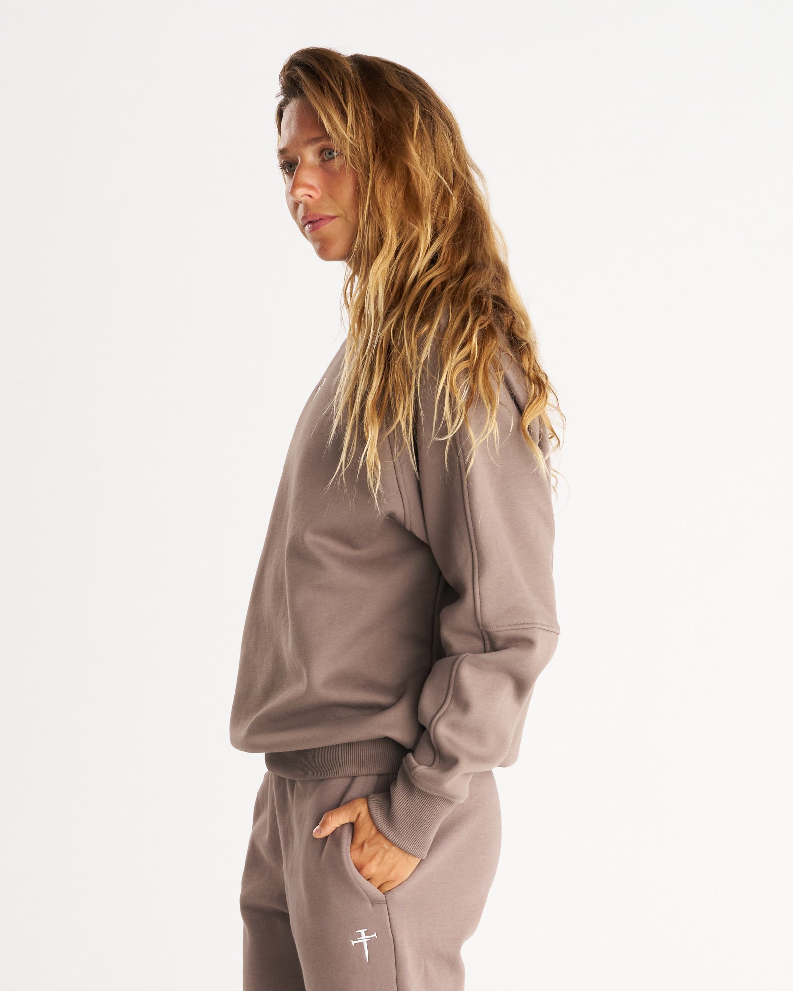 Signature Fleece Crewneck - Deep Taupe