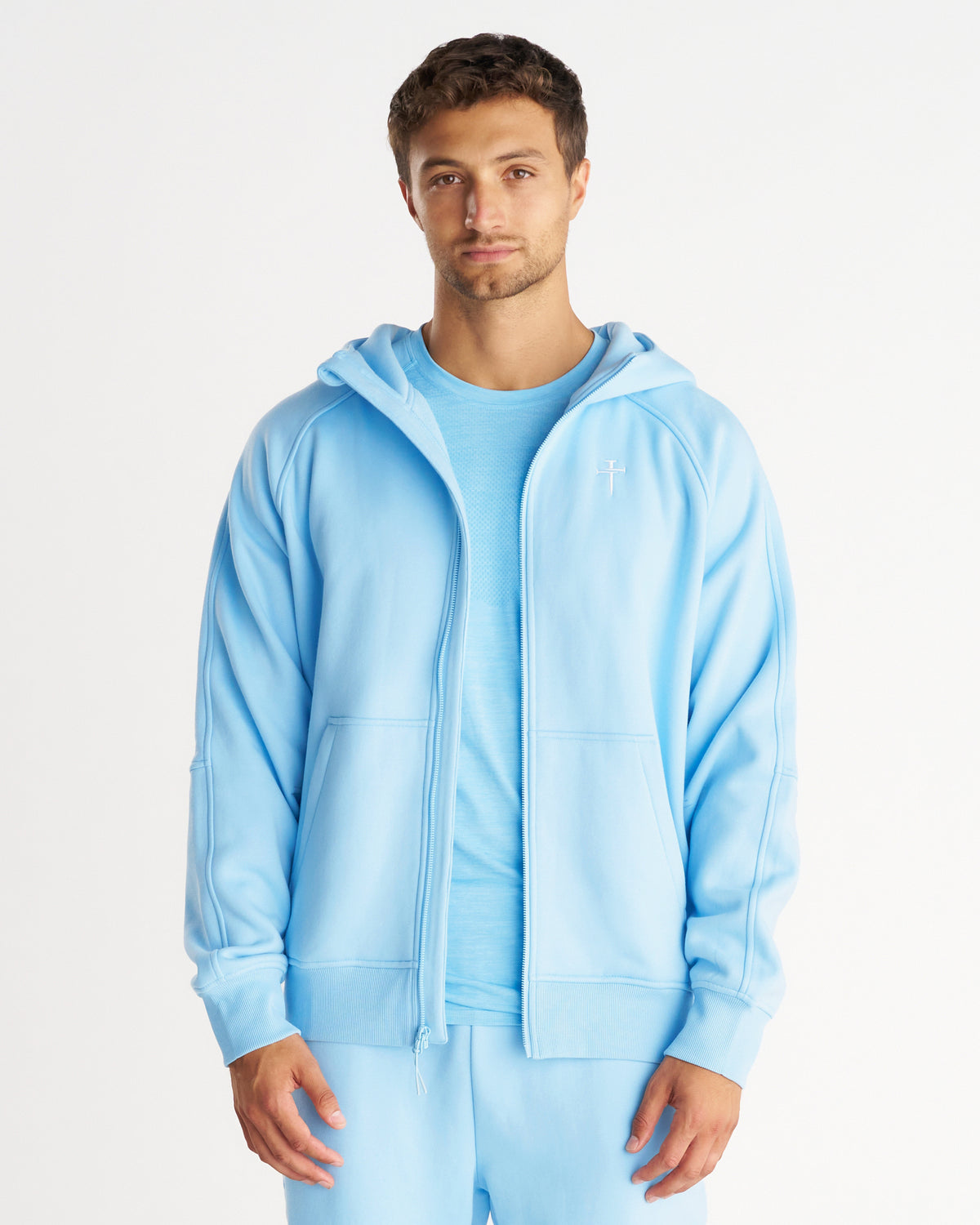 Signature Fleece Full Zip Hoodie - Sky Blue