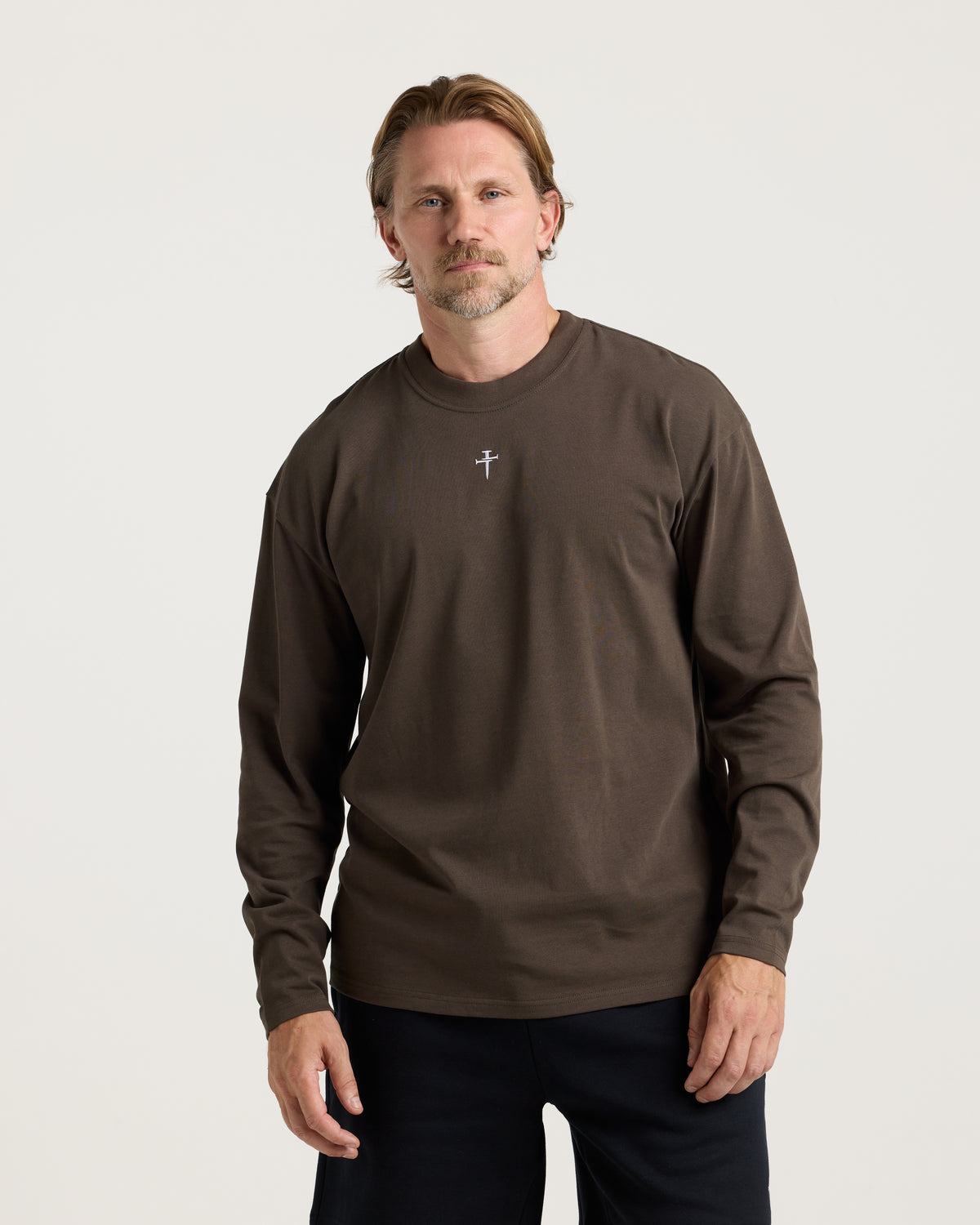Heavyweight Cotton Oversized Long Sleeve "FHG" - Burnt Olive