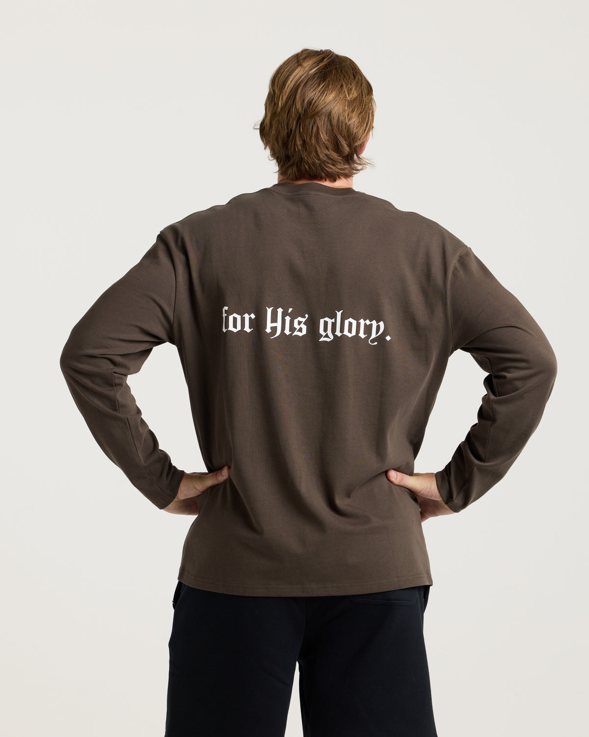 Heavyweight Cotton Oversized Long Sleeve "FHG" - Burnt Olive