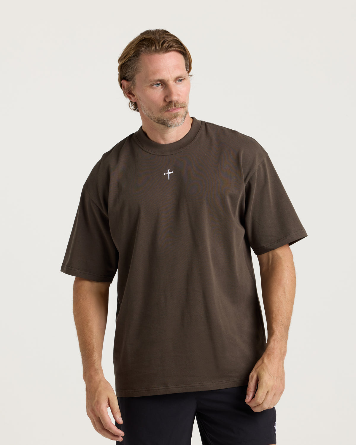 Heavyweight Cotton Oversized Tee "FHG" - Burnt Olive