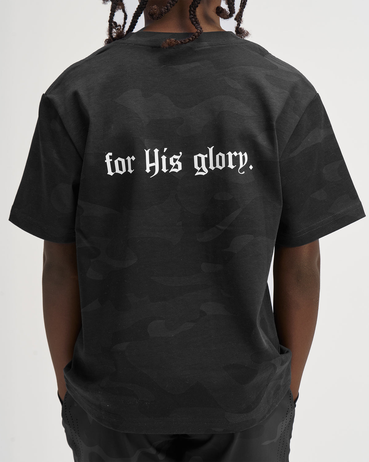 Youth Heavyweight Cotton Oversized Tee "FHG" - Black Camo