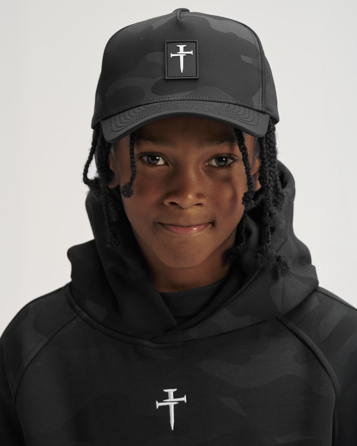 Youth Perforated Hat - Black Camo