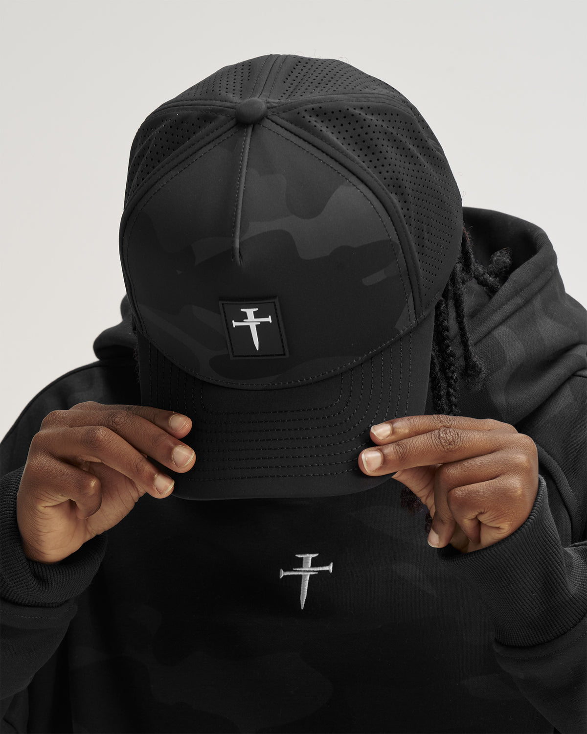 Youth Perforated Hat - Black Camo