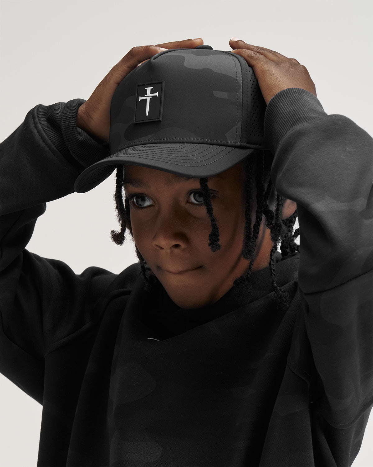 Youth Perforated Hat - Black Camo