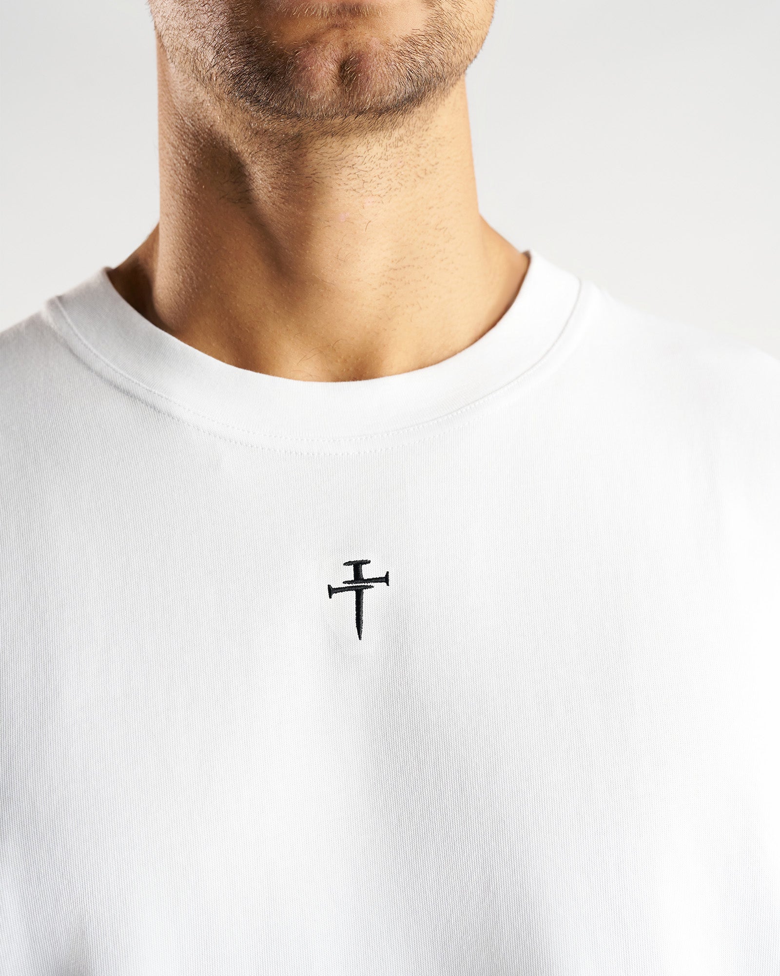 Heavyweight Cotton Oversized Long Sleeve "FHG" - White