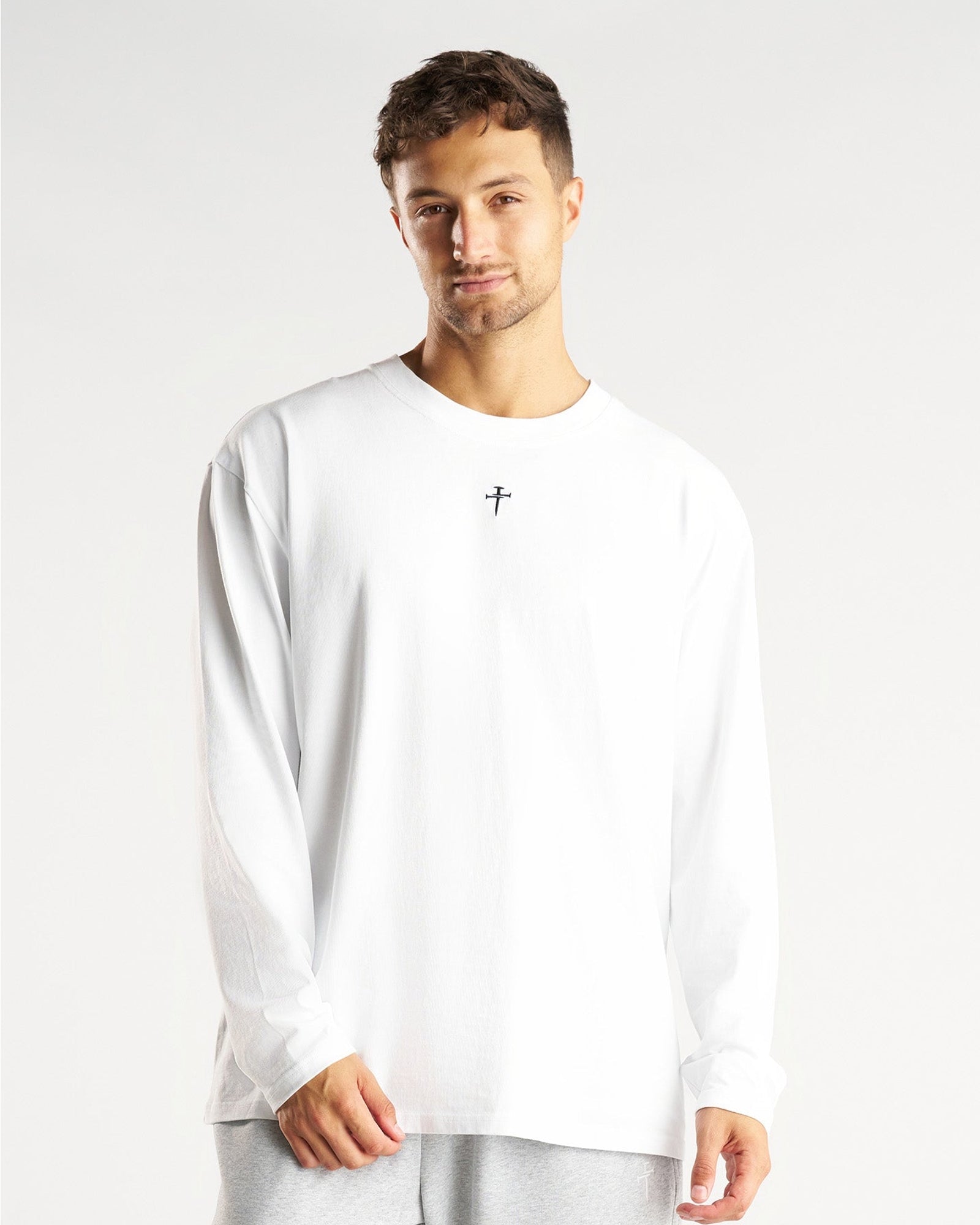 Heavyweight Cotton Oversized Long Sleeve "FHG" - White