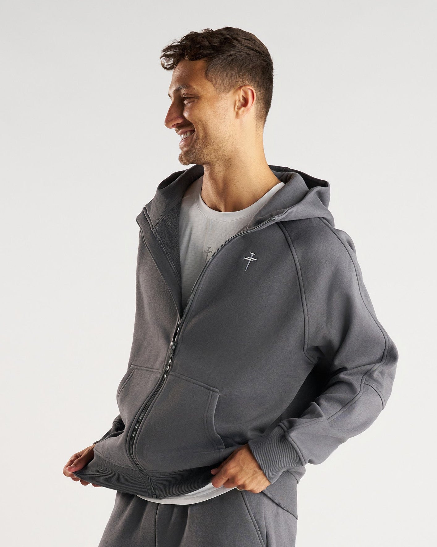 Signature Fleece Full Zip Hoodie - Space Grey