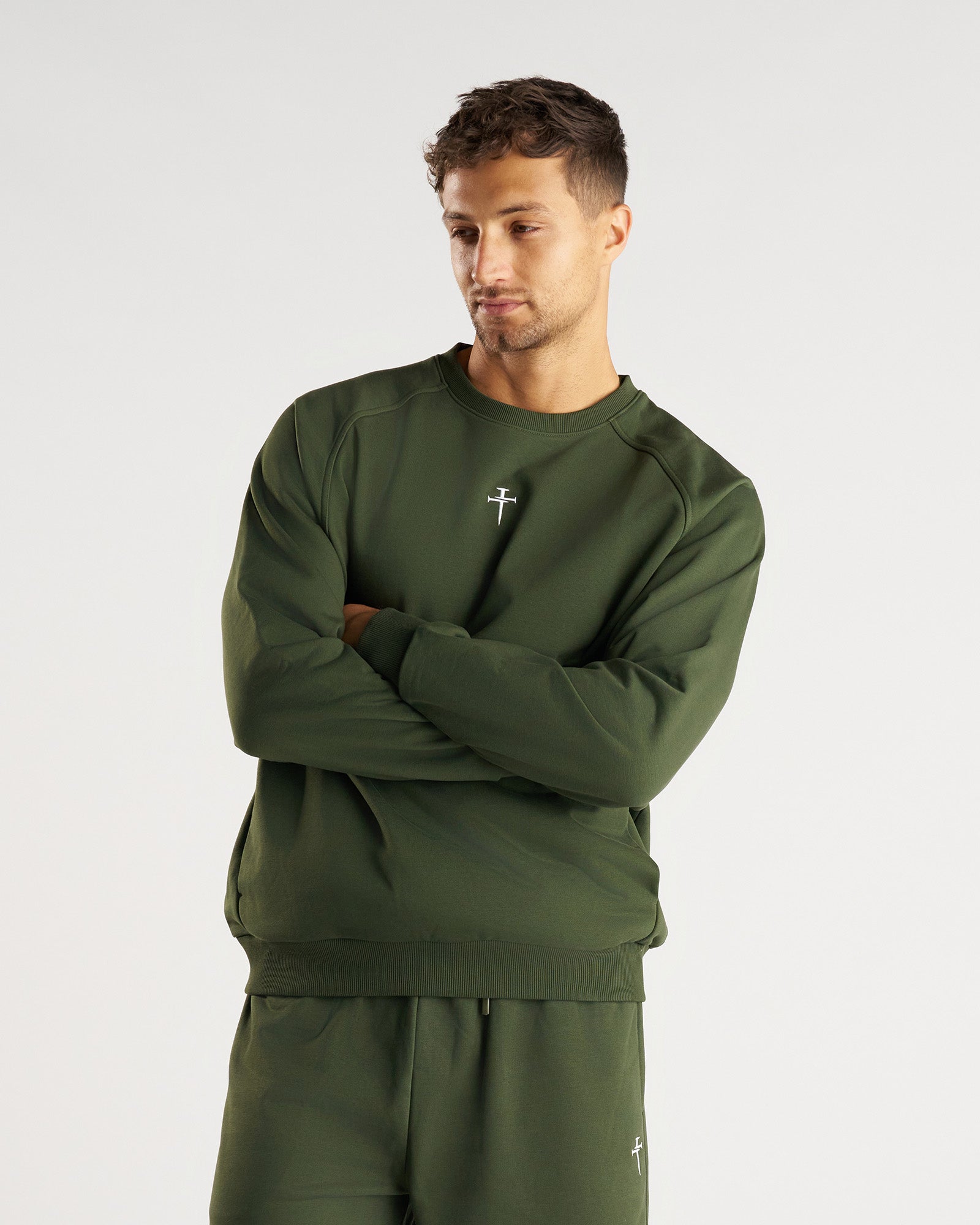 French Terry Crewneck - Dark Pine