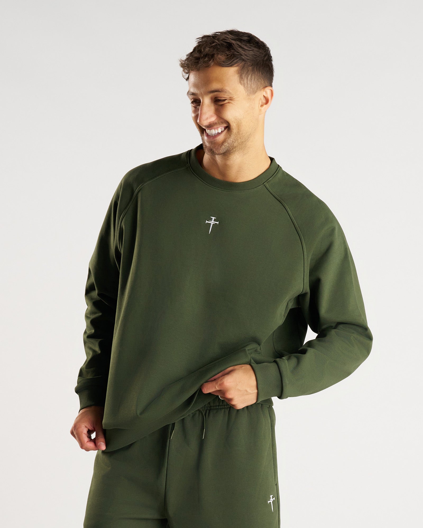 French Terry Crewneck - Dark Pine