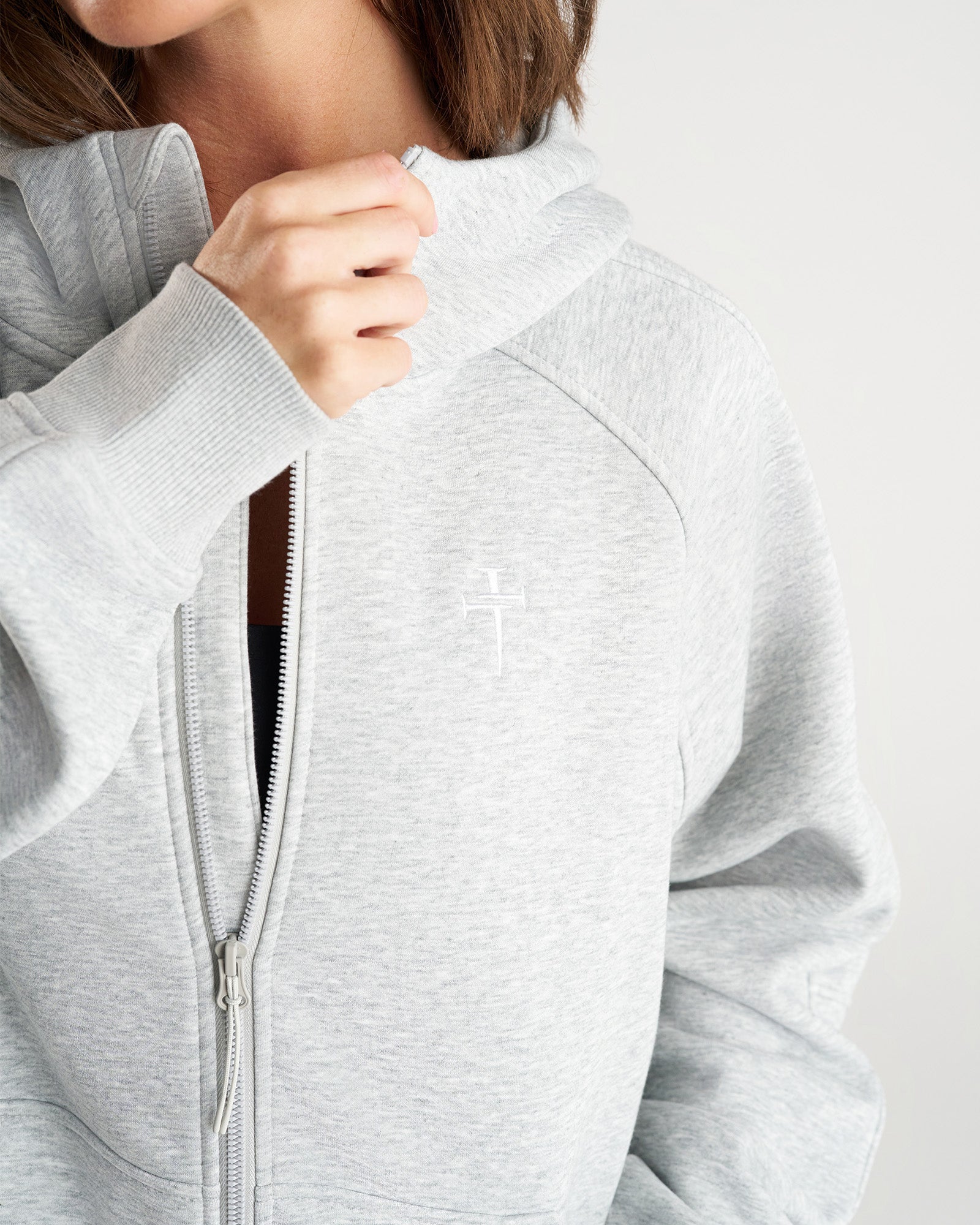 Signature Fleece Full Zip Hoodie - Heather Grey