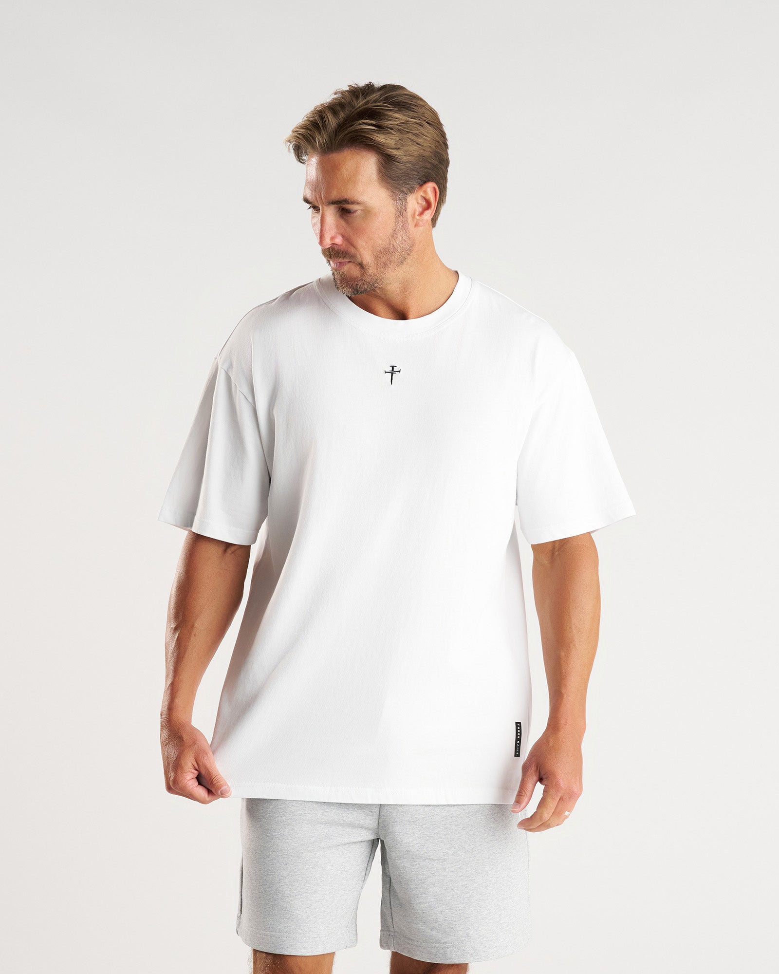 Heavyweight Cotton Oversized Tee "FHG" - White