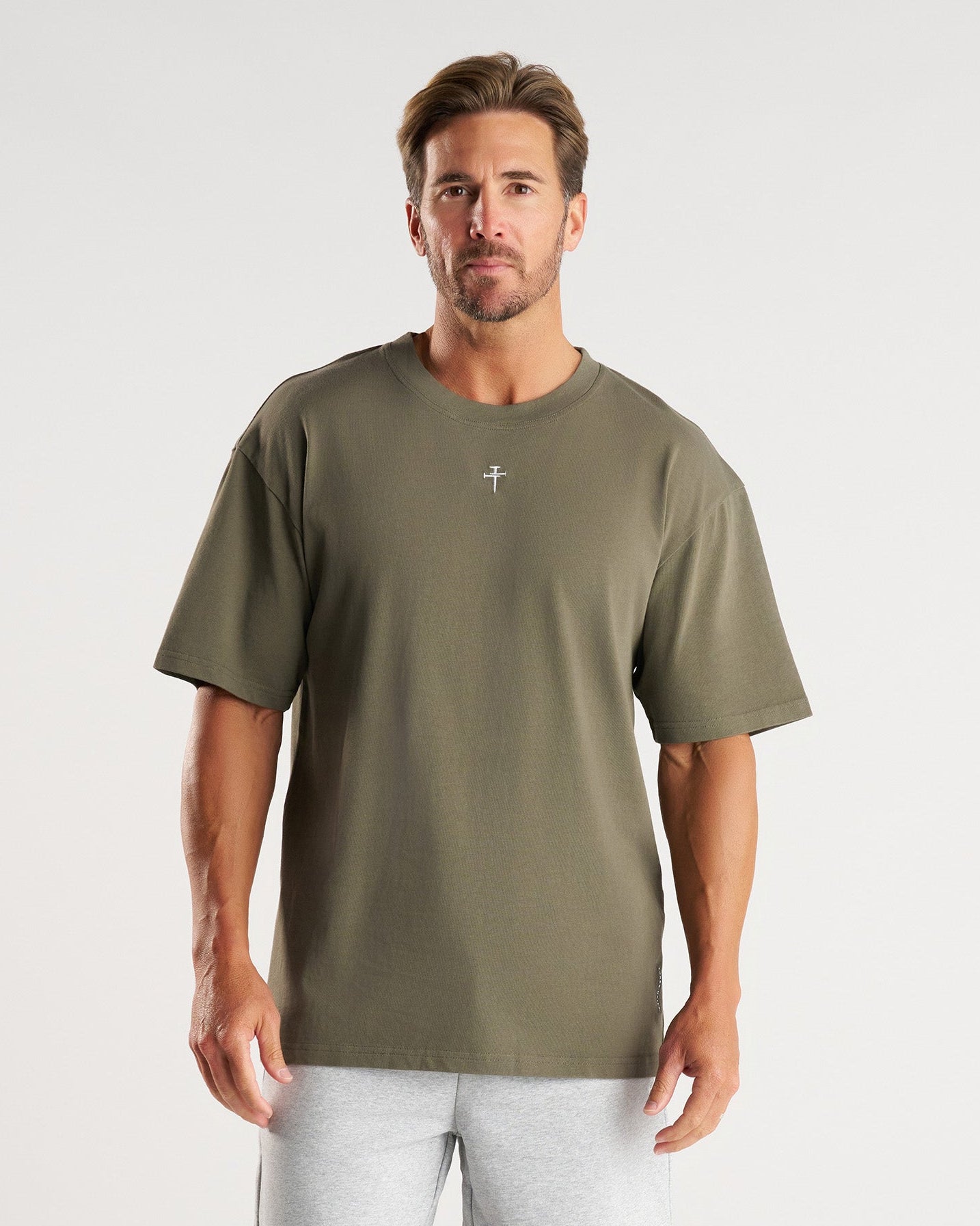 Heavyweight Cotton Oversized Tee "FHG" - Sage