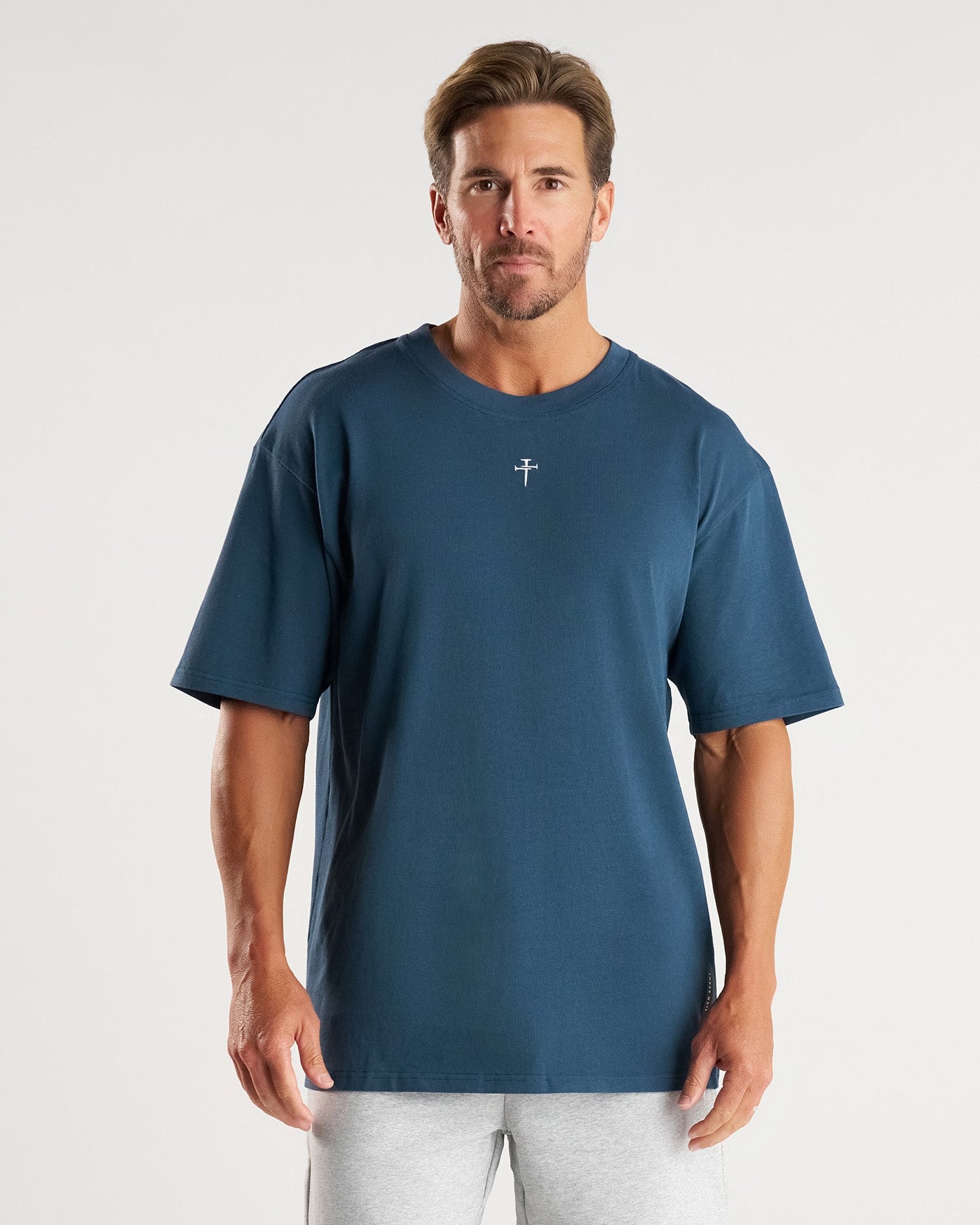 Heavyweight Cotton Oversized Tee "FHG" - Midnight Navy
