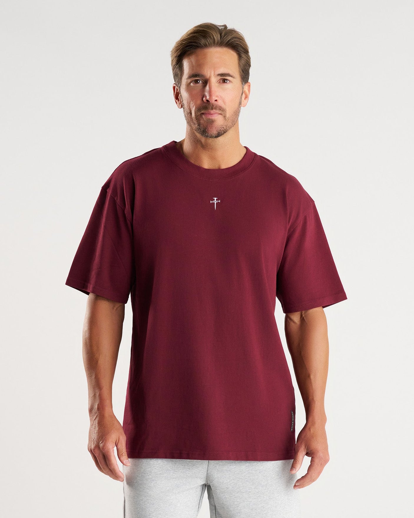 Heavyweight Cotton Oversized Tee "FHG" - Merlot