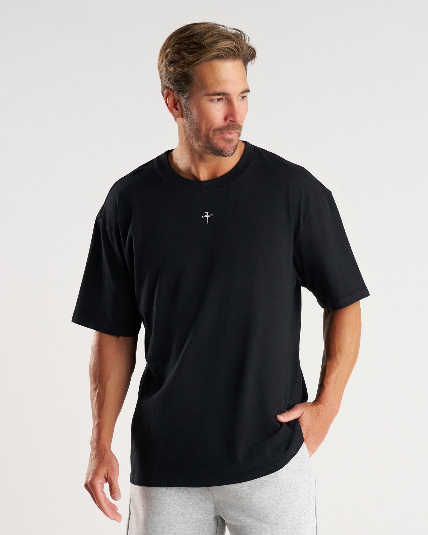 Heavyweight Cotton Oversized Tee "FHG" - Black