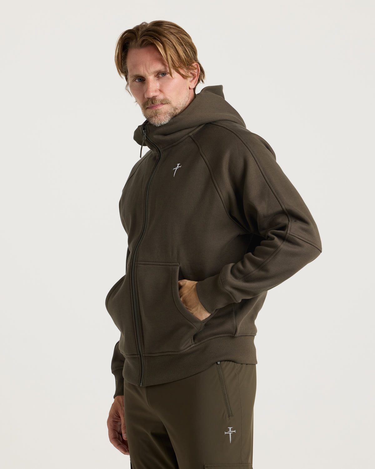 Signature Fleece Full Zip Hoodie - Burnt Olive