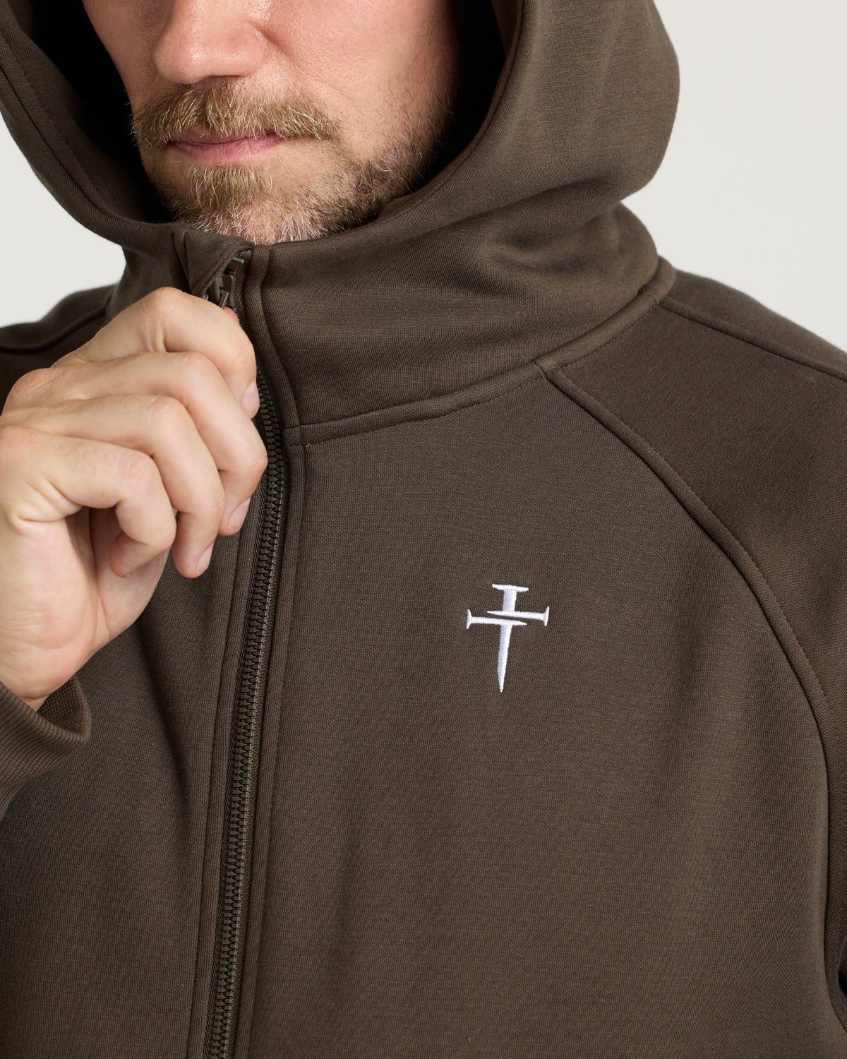 Signature Fleece Full Zip Hoodie - Burnt Olive
