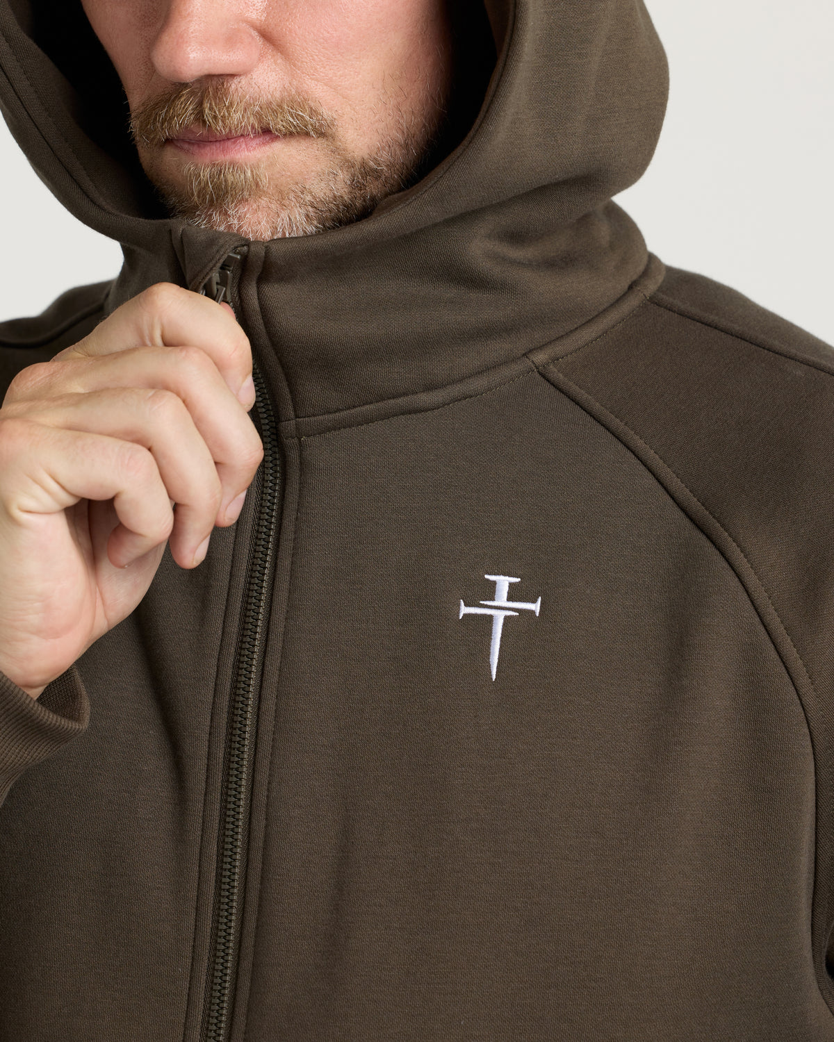 Signature Fleece Full Zip Hoodie - Burnt Olive