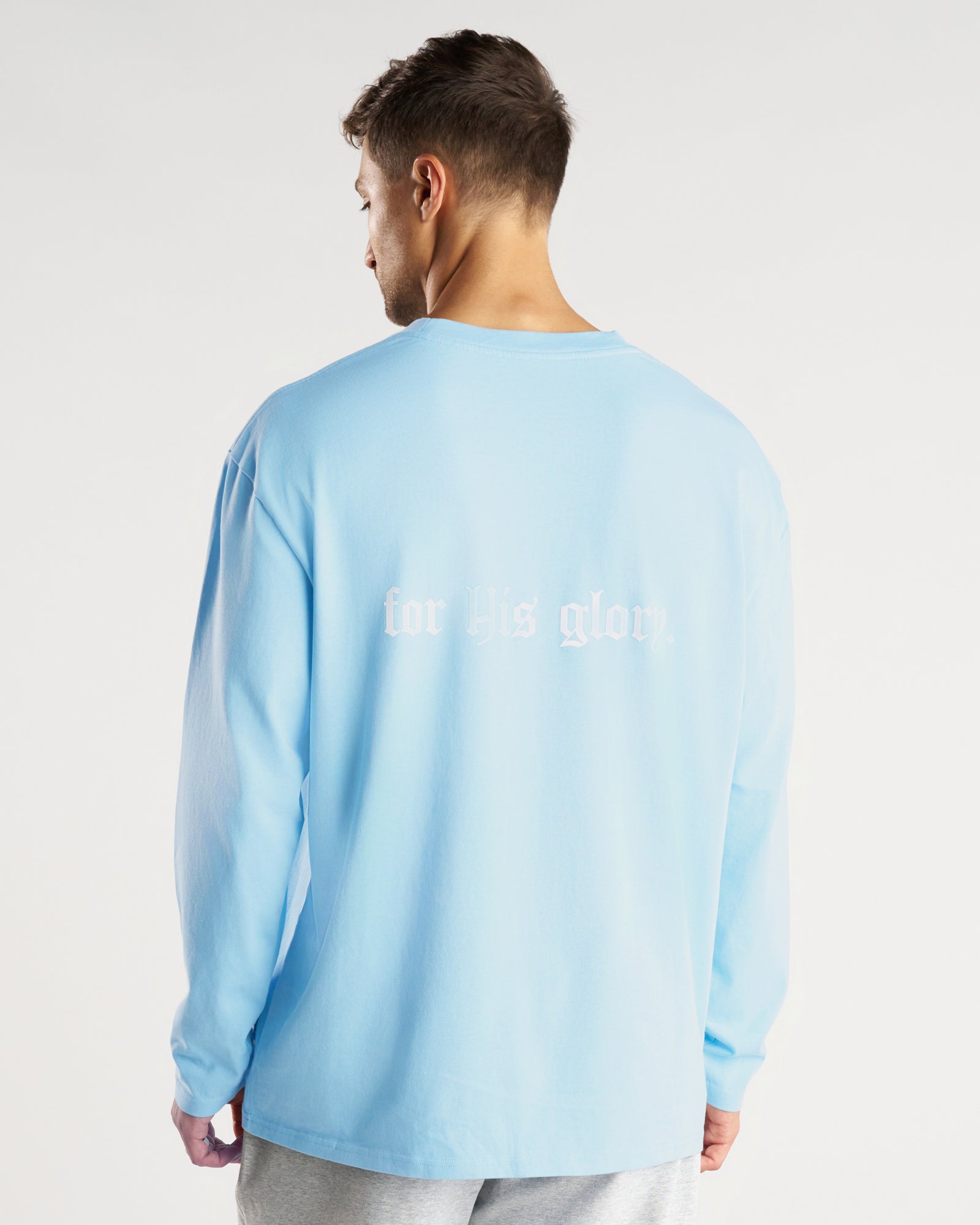 Heavyweight Cotton Oversized Long Sleeve "FHG" - Sky Blue