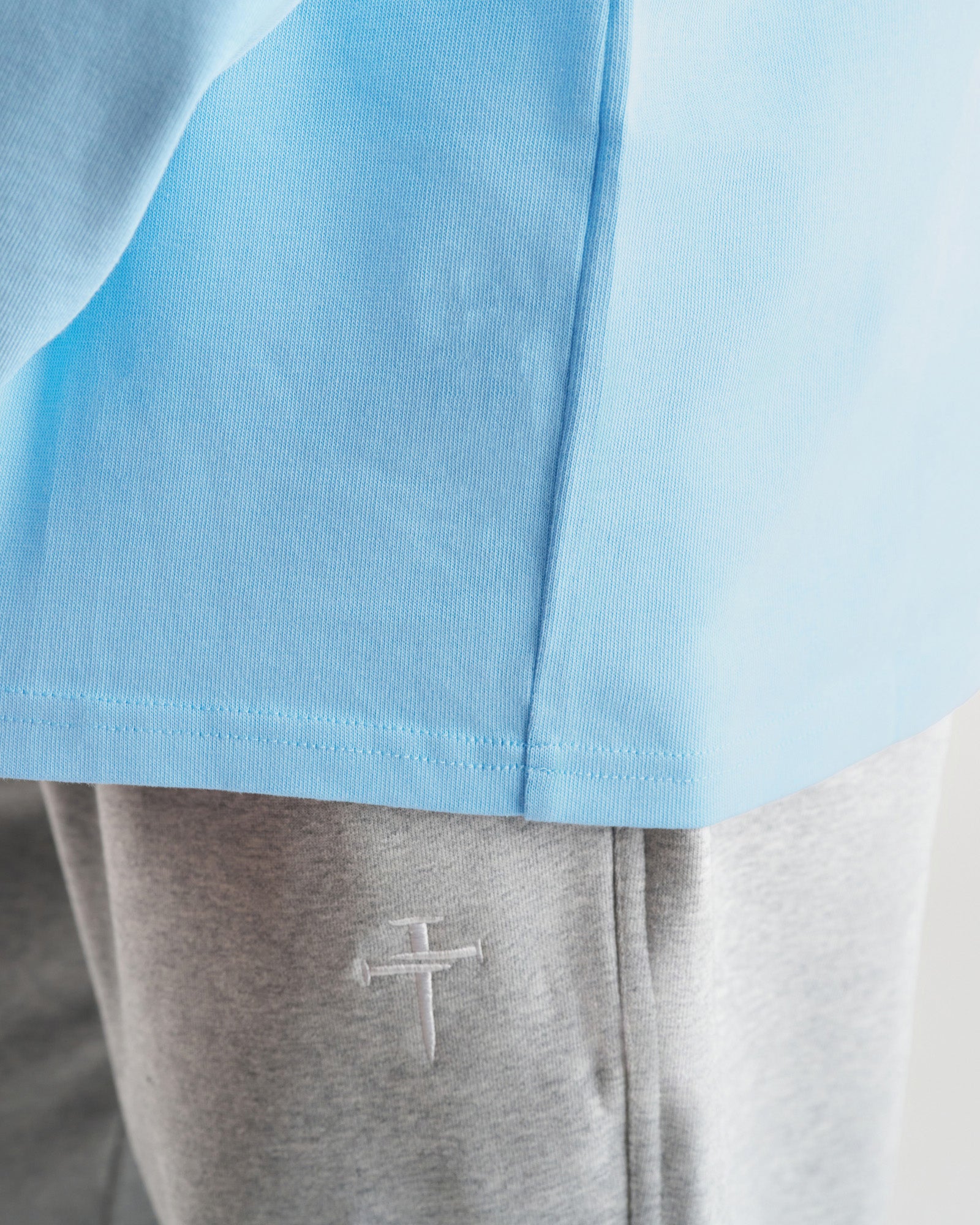 Heavyweight Cotton Oversized Long Sleeve "FHG" - Sky Blue
