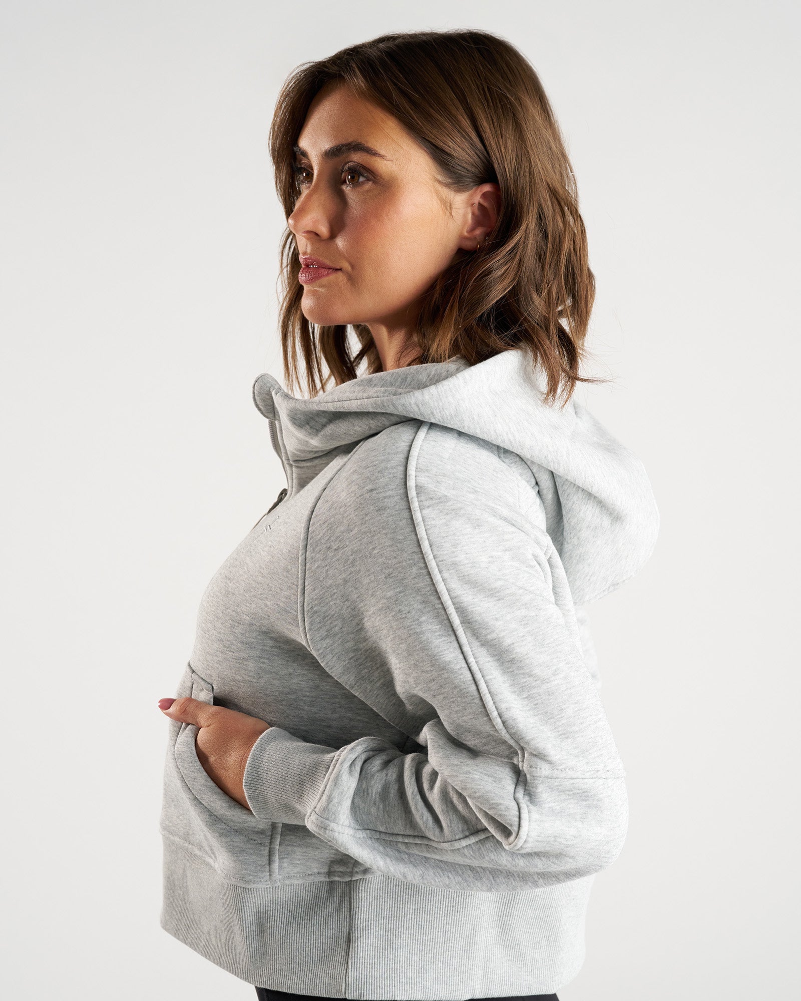 Nova Half Zip Hoodie "Cross" - Heather Grey