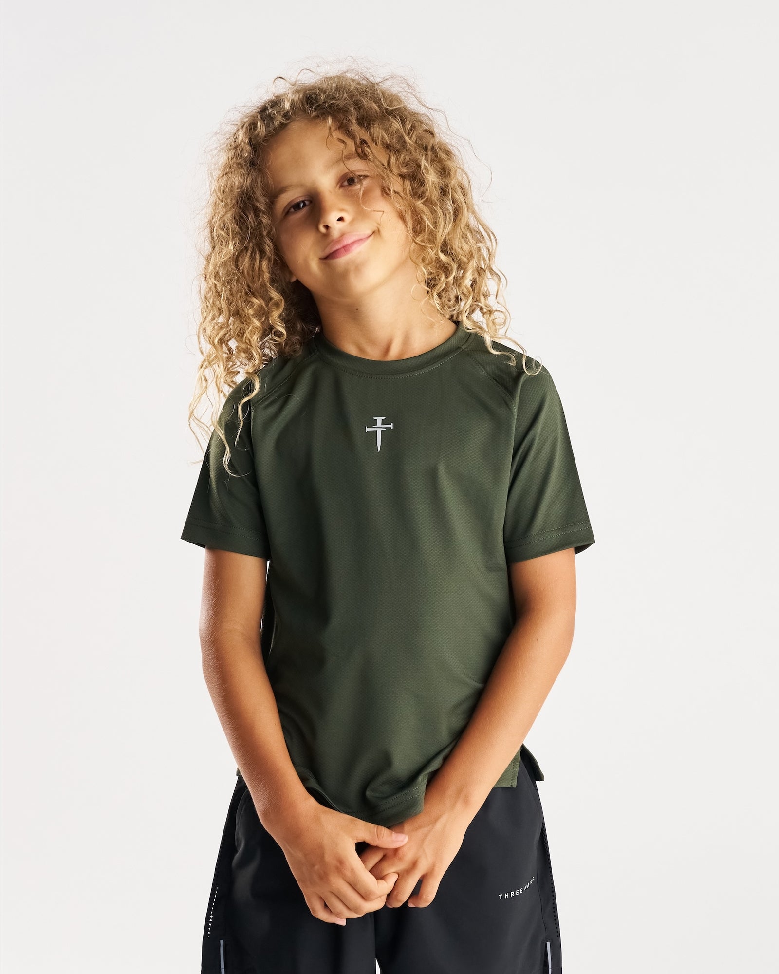Youth Pro-Tech Tee "Cross" - Dark Pine