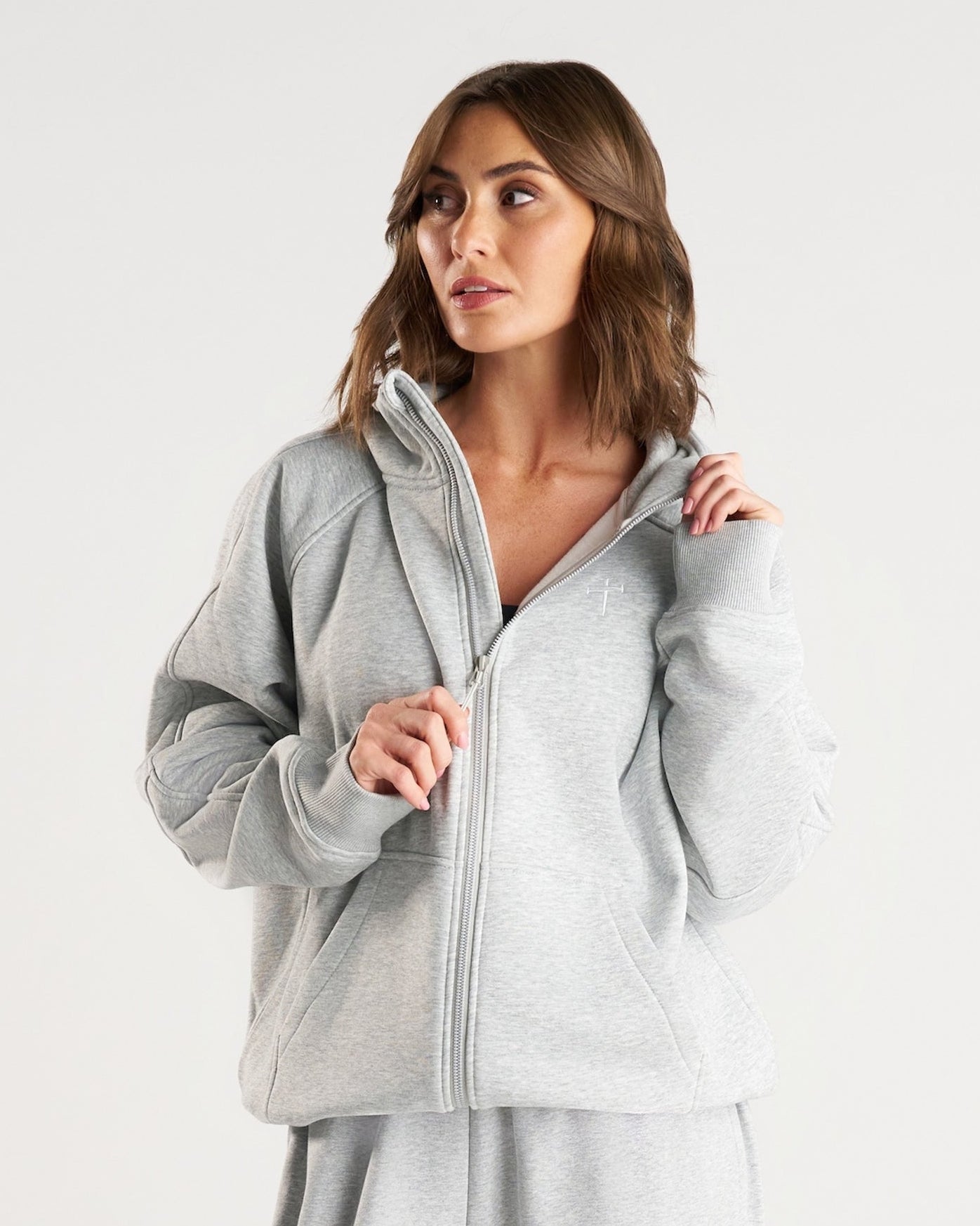 Signature Fleece Full Zip Hoodie - Heather Grey