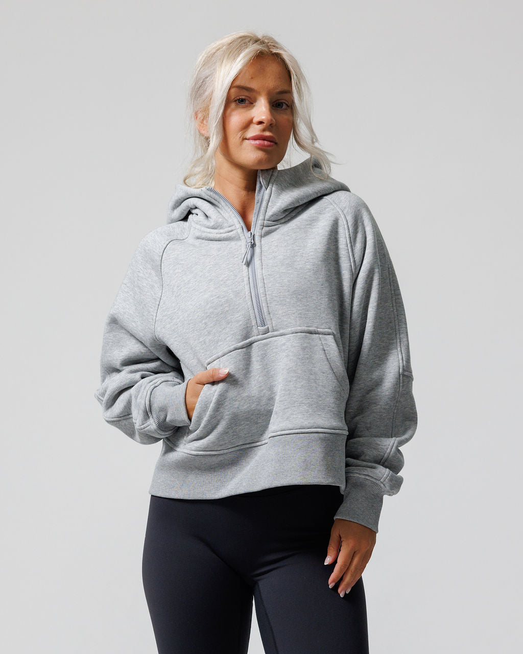 Nova Half Zip Hoodie "Minimal" - Heather Grey