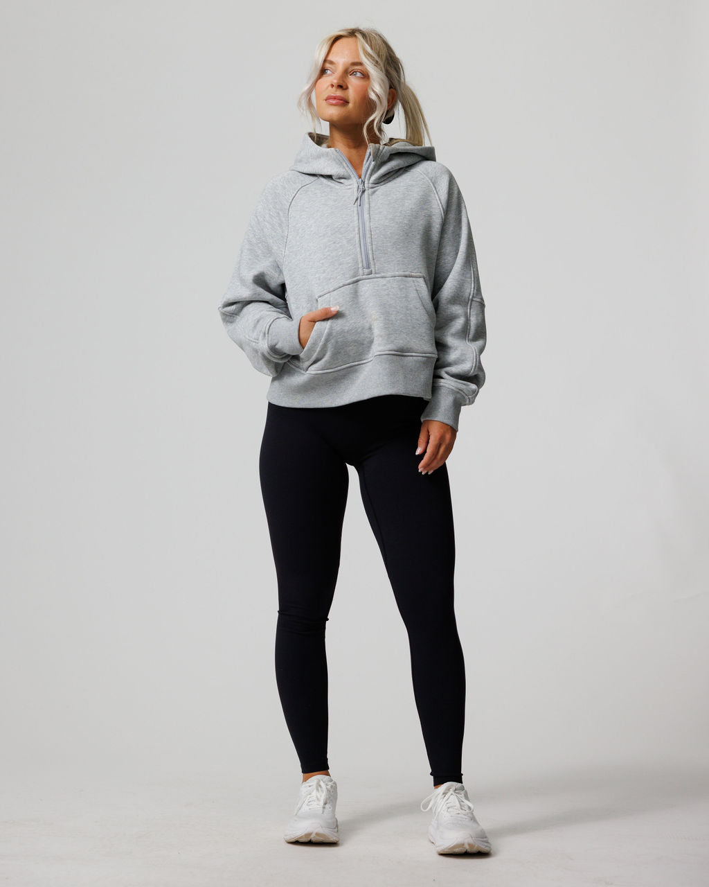 Nova Half Zip Hoodie "Minimal" - Heather Grey