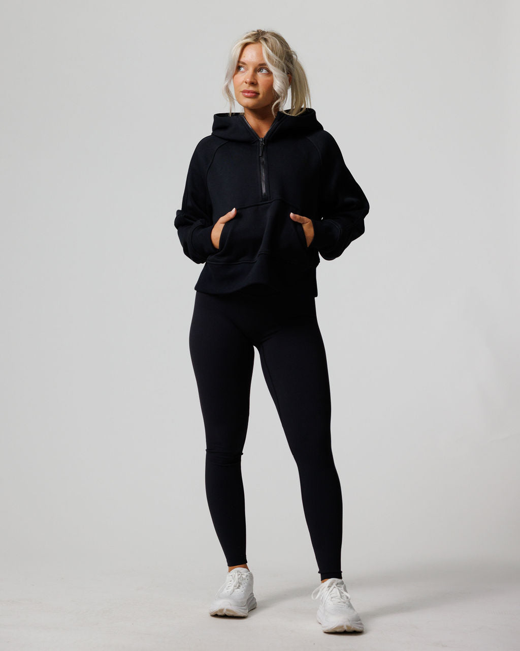 Nova Half Zip Hoodie "Minimal" - Black