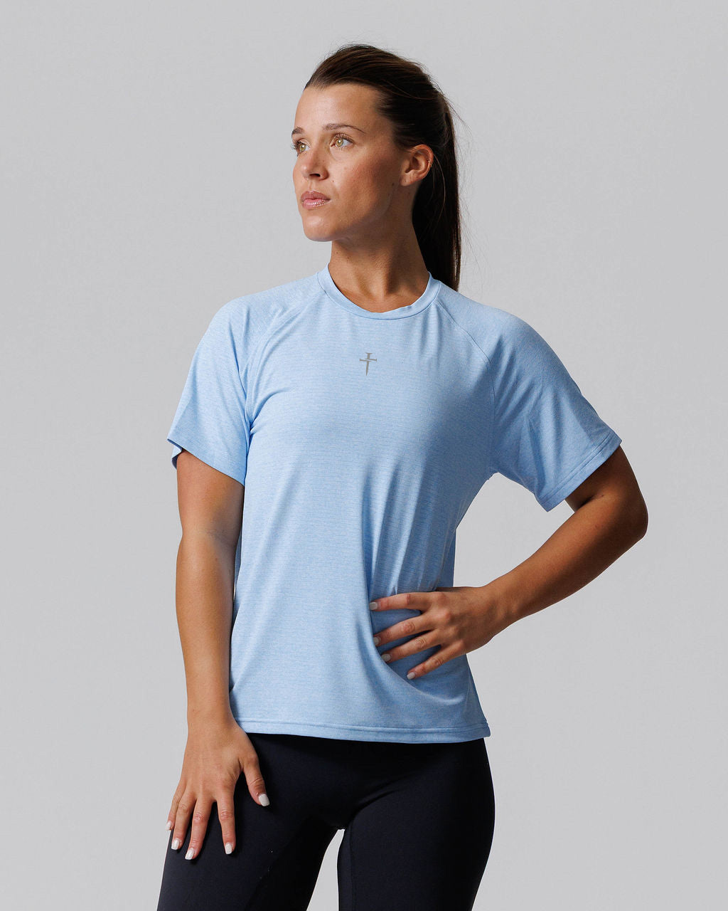 Women's Aion-Lite™ Tee "Cross" - Sky Blue Marl
