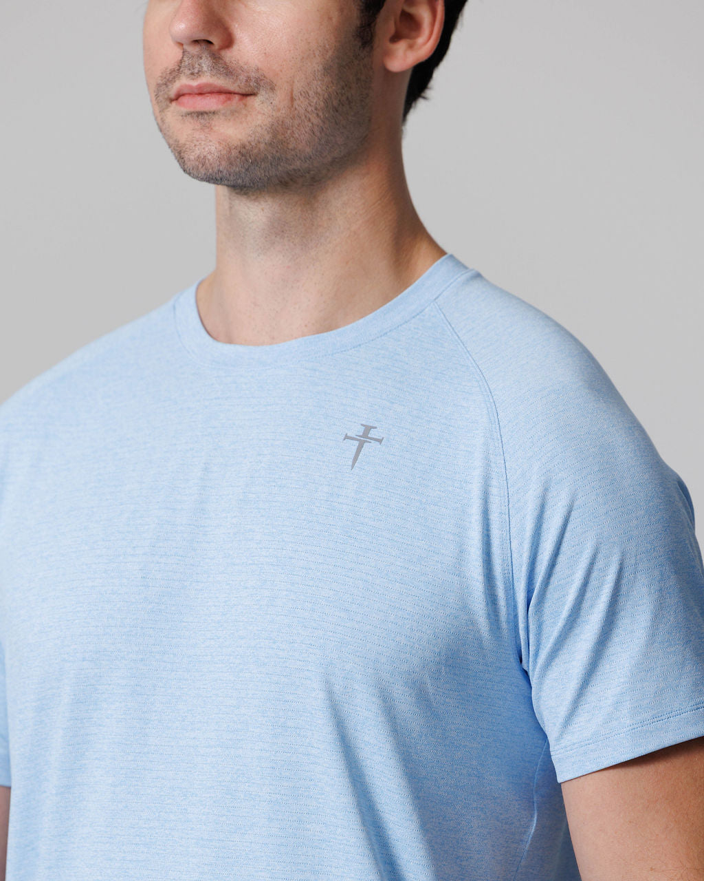 Aion-Lite™ Tee "Cross" - Sky Blue Marl
