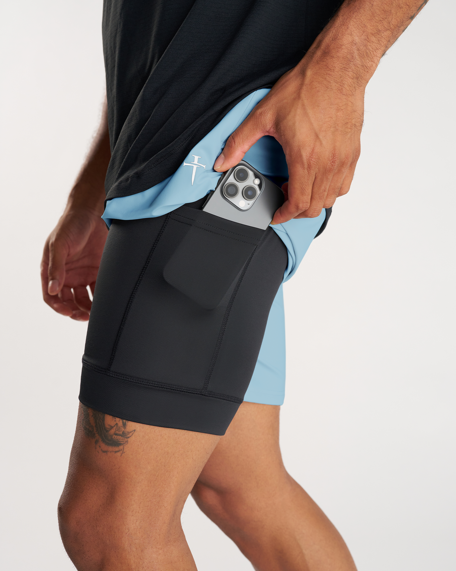 Vapor-Lite™ Liner 5" Short "Cross" - Sky Blue