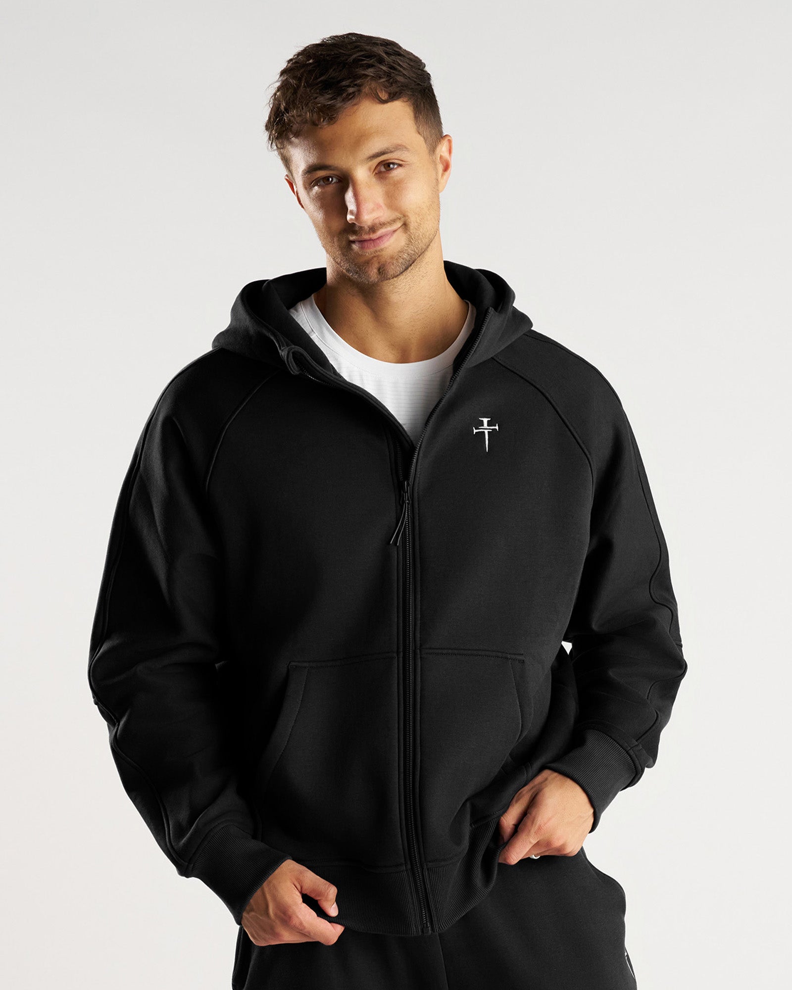 Signature Fleece Full Zip Hoodie - Black