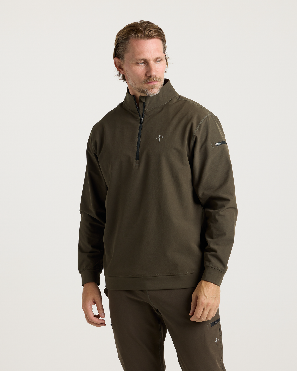 Vanta+ Quarter Zip - Burnt Olive "Cross"