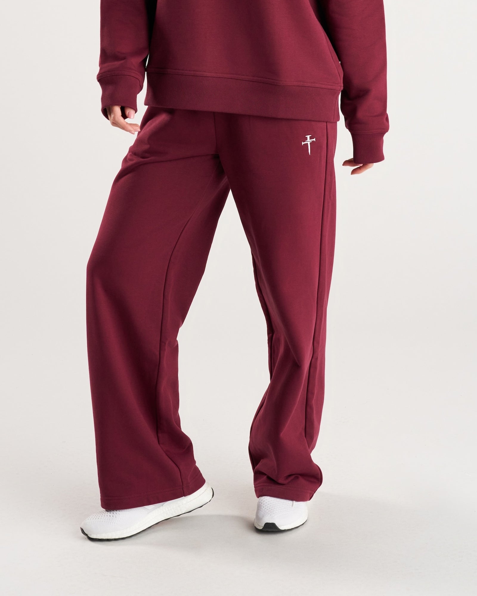 Women's French Terry Straight Leg Pant - Merlot
