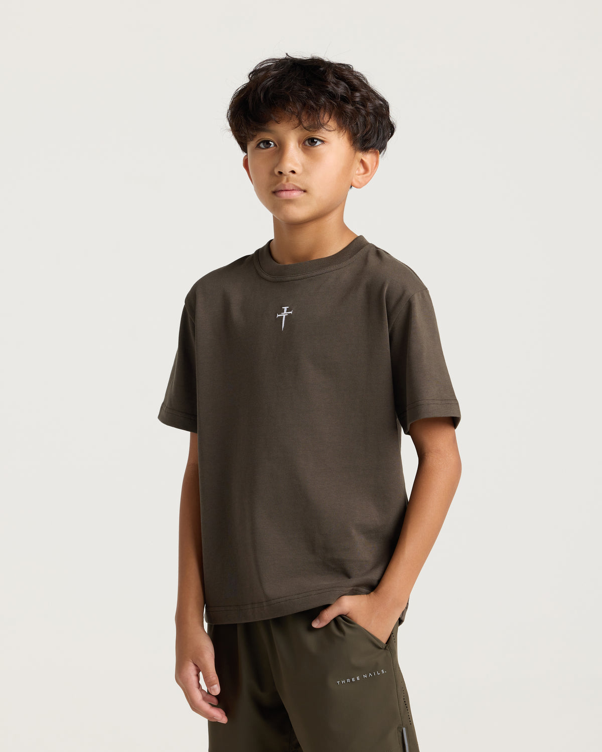 Youth Heavyweight Cotton Oversized Tee "FHG" - Burnt Olive