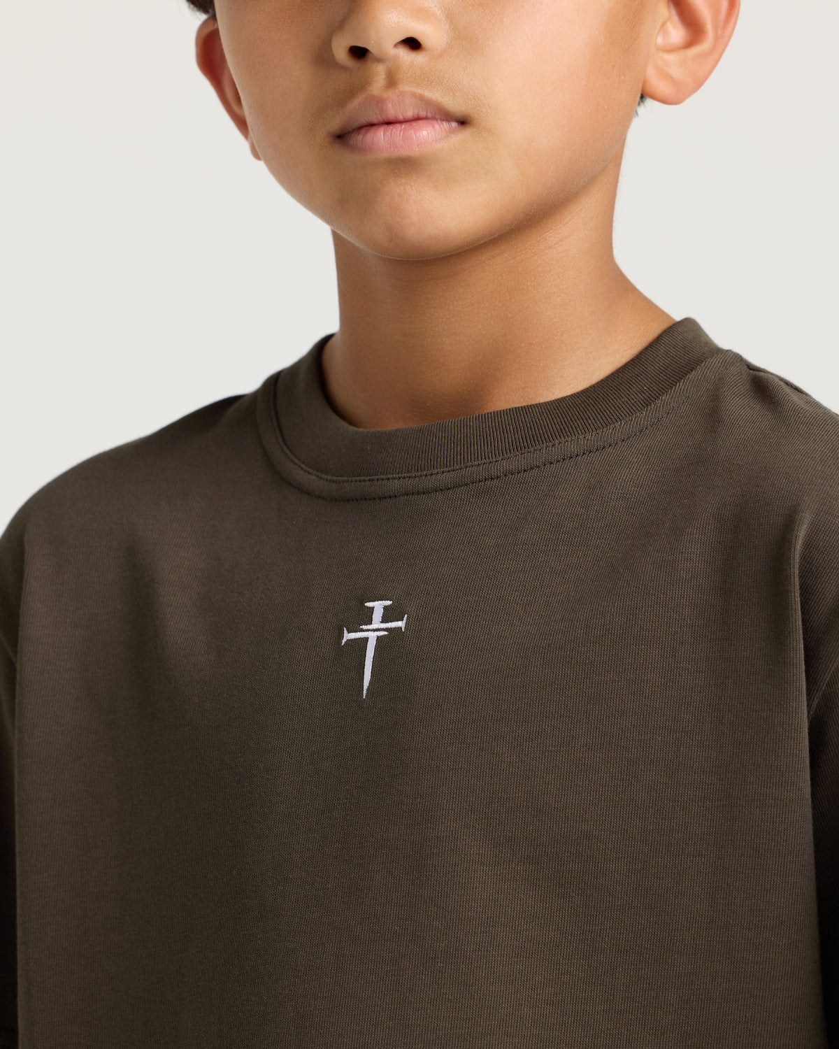 Youth Heavyweight Cotton Oversized Tee "FHG" - Burnt Olive