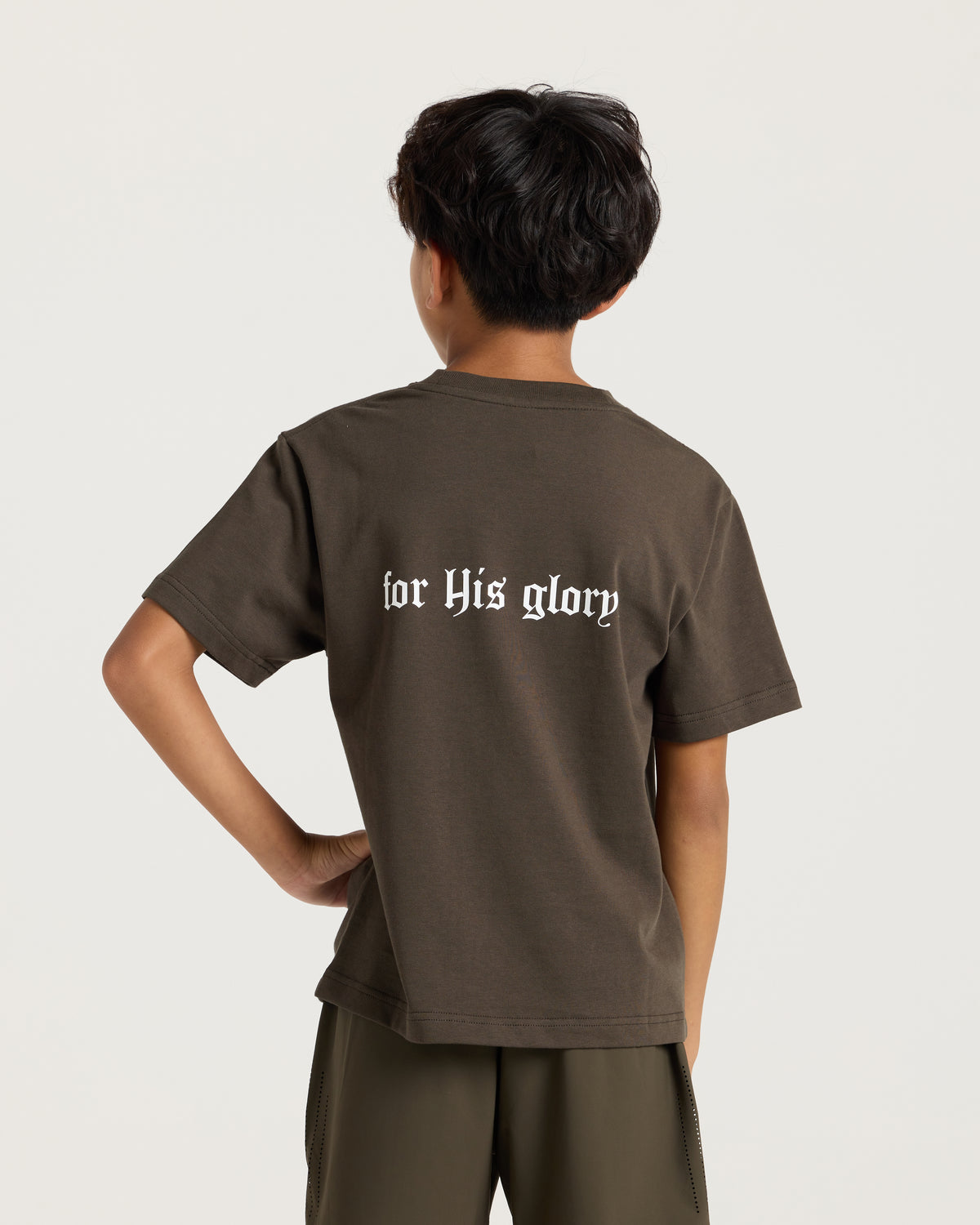 Youth Heavyweight Cotton Oversized Tee "FHG" - Burnt Olive