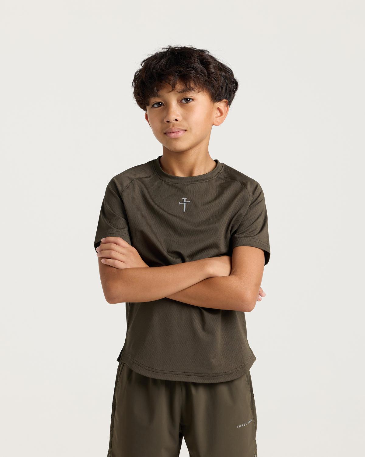 Youth Pro-Tech Tee "Cross" - Burnt Olive