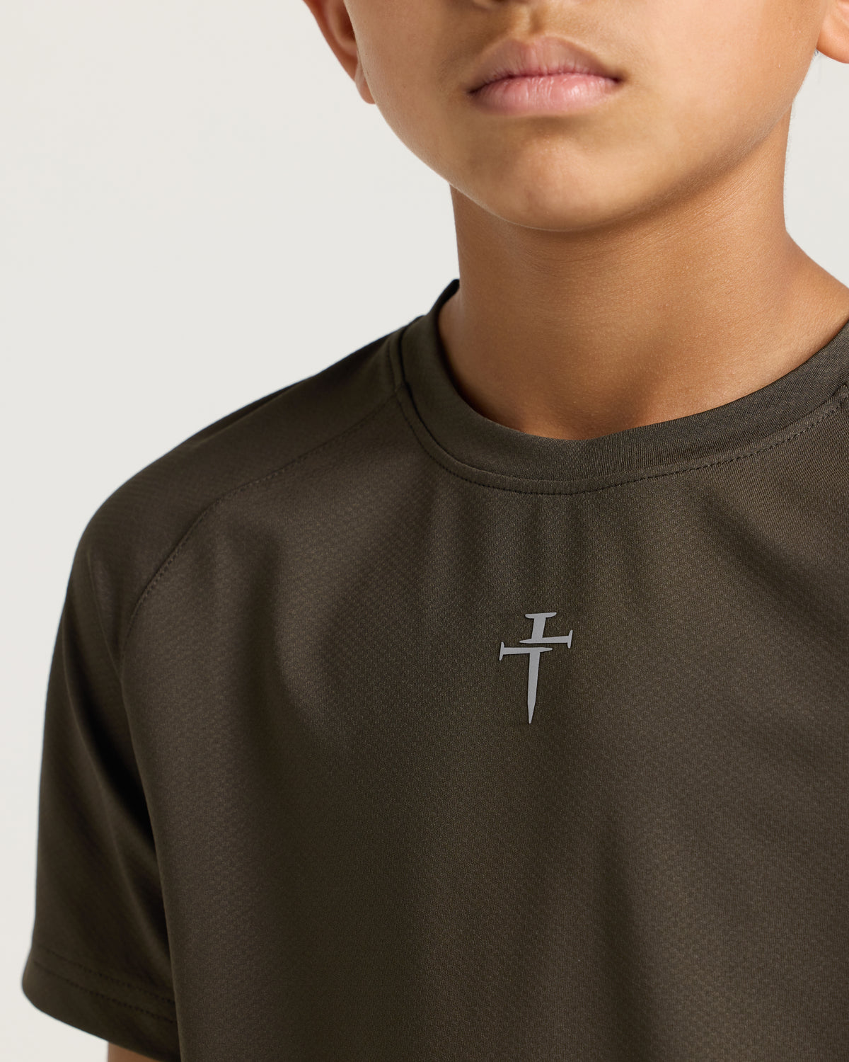 Youth Pro-Tech Tee "Cross" - Burnt Olive