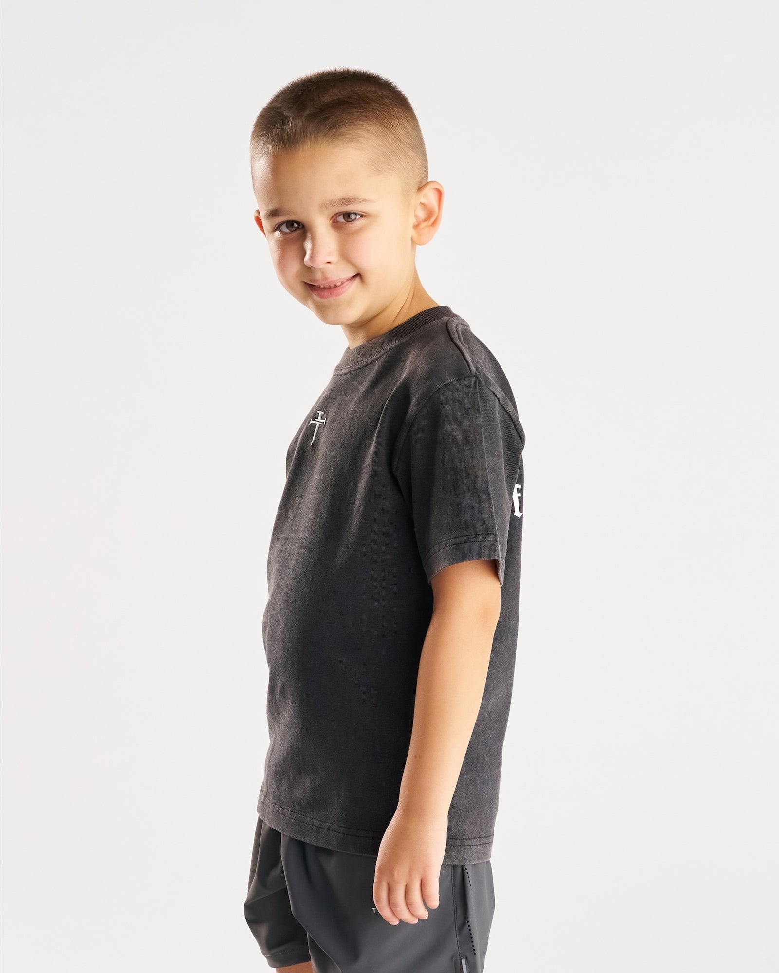 Youth Heavyweight Cotton Oversized Tee "FHG" - Acid Wash