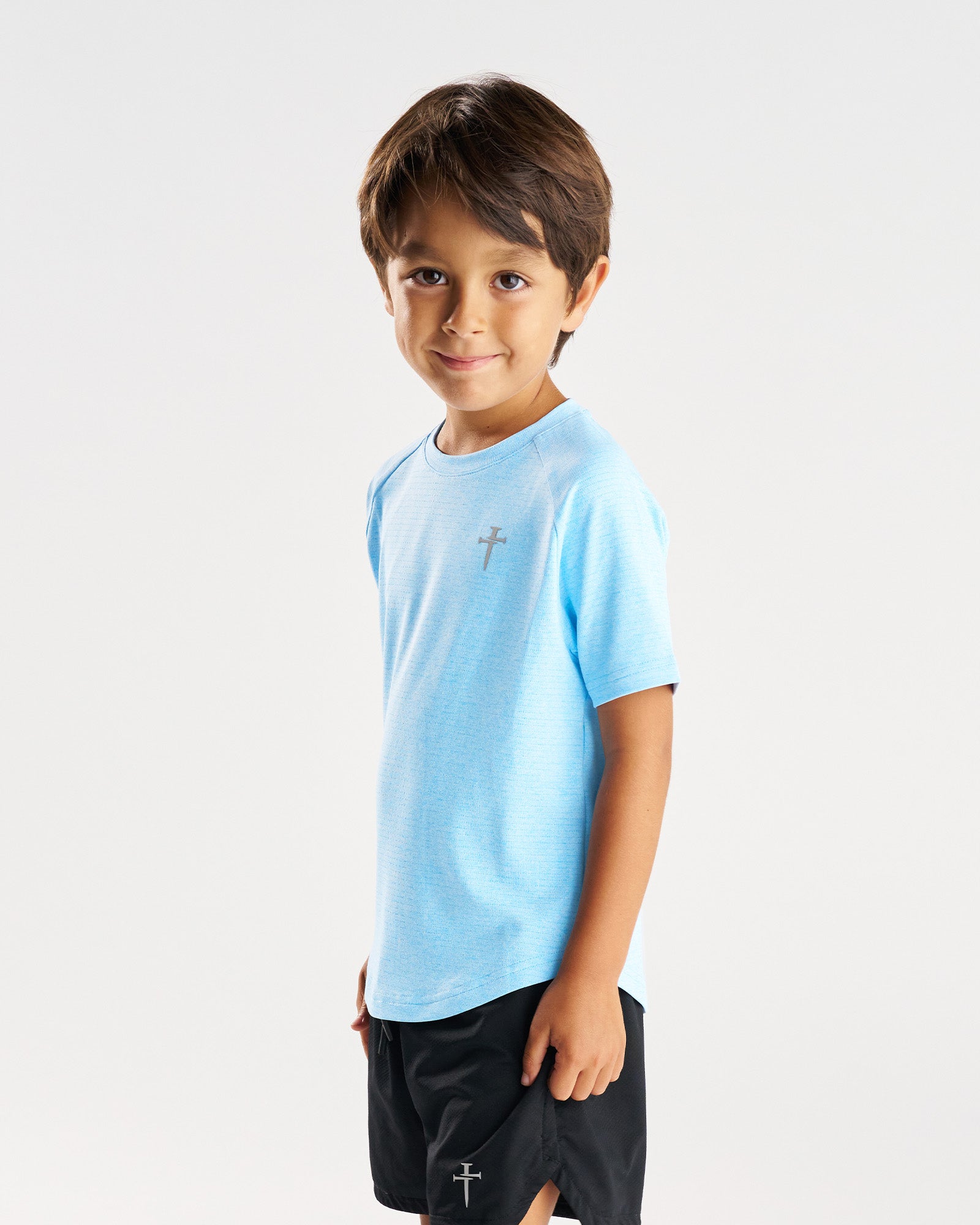 Youth Aion-Lite™ Tee "Cross" - Sky Blue Marl