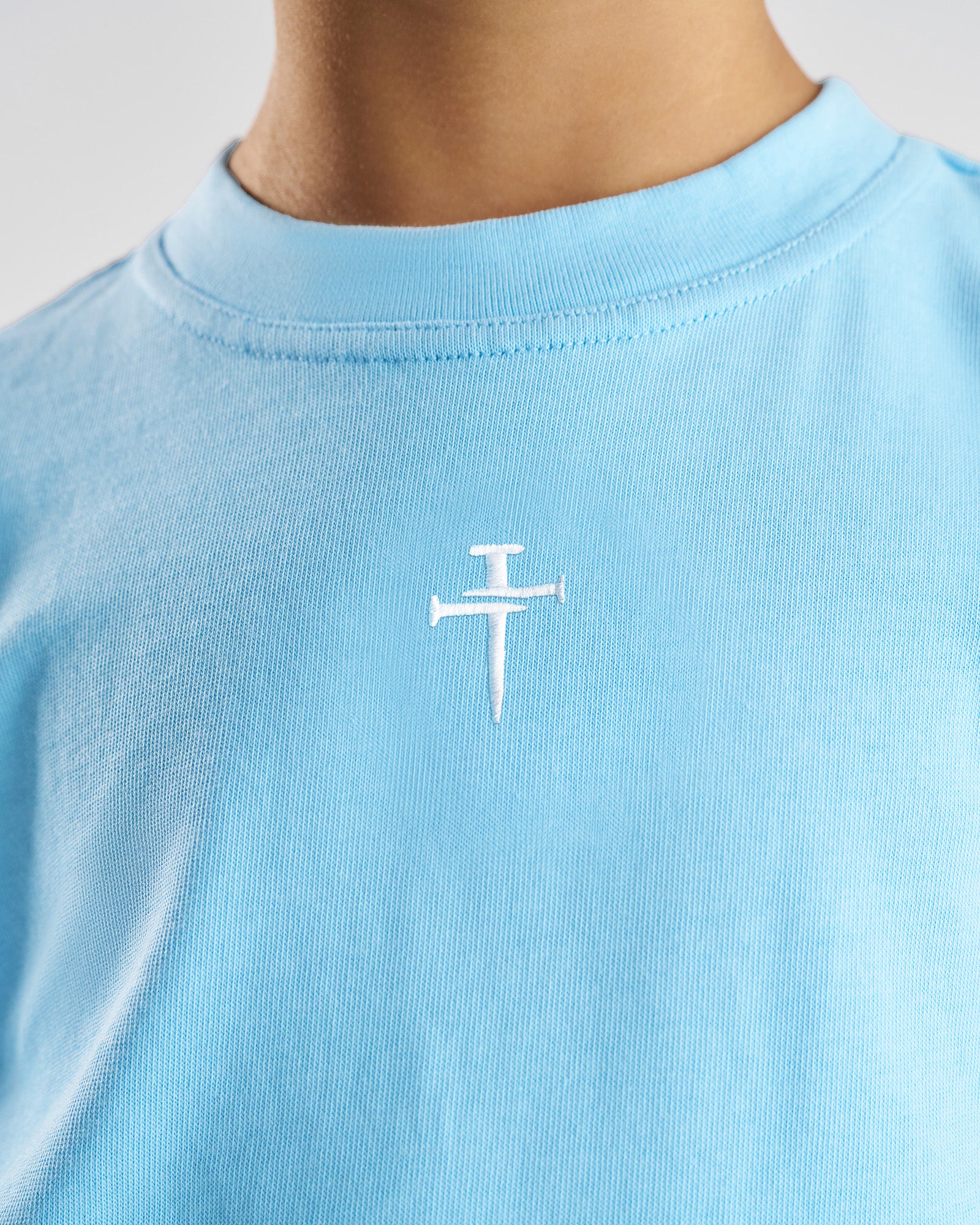 Youth Heavyweight Cotton Oversized Tee - Sky Blue
